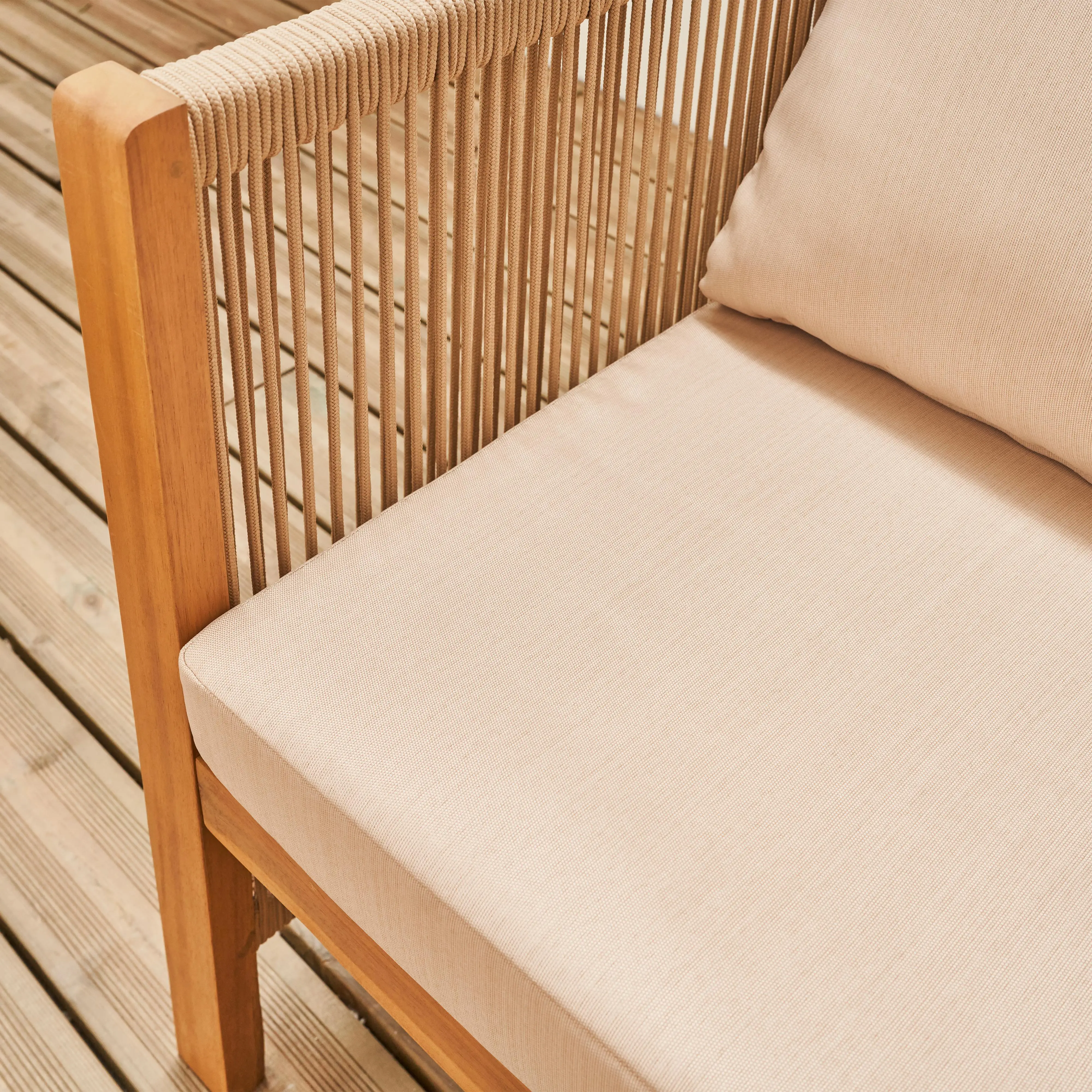 Salon de jardin bois d'acacia et cordes 4 places