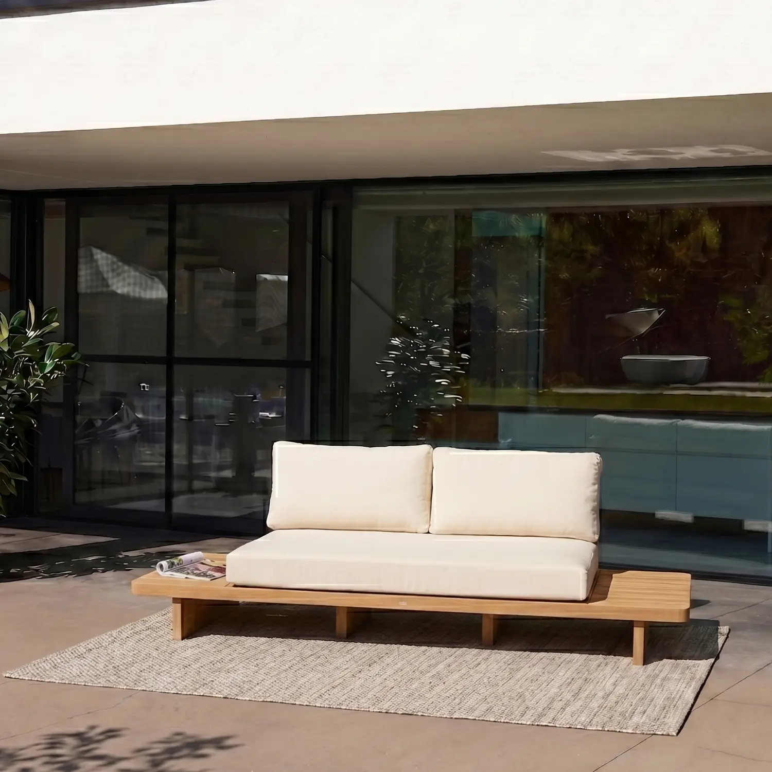 Banquette salon de jardin bois d'acacia 2 places