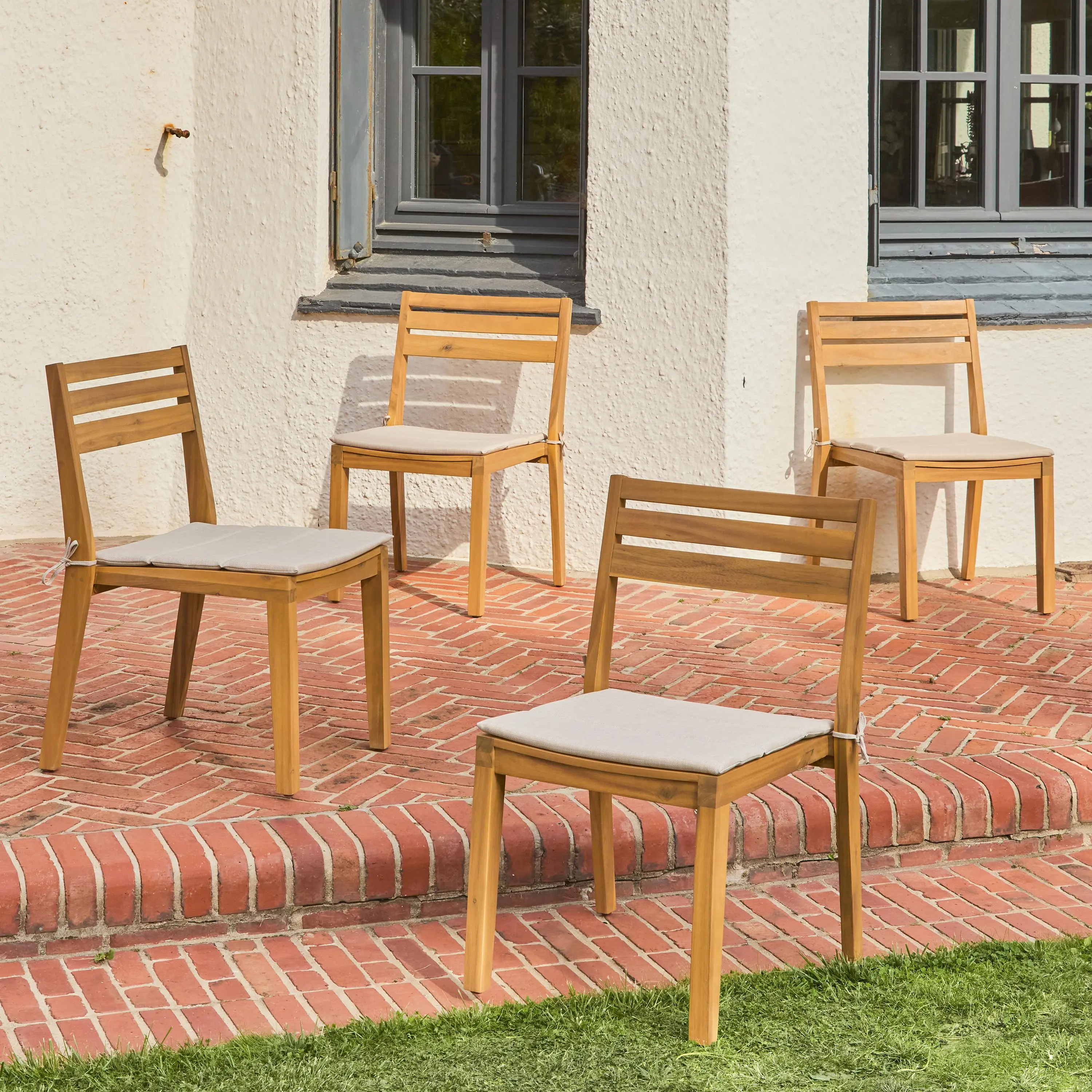 Chaise de jardin bois d'acacia (lot de 4)