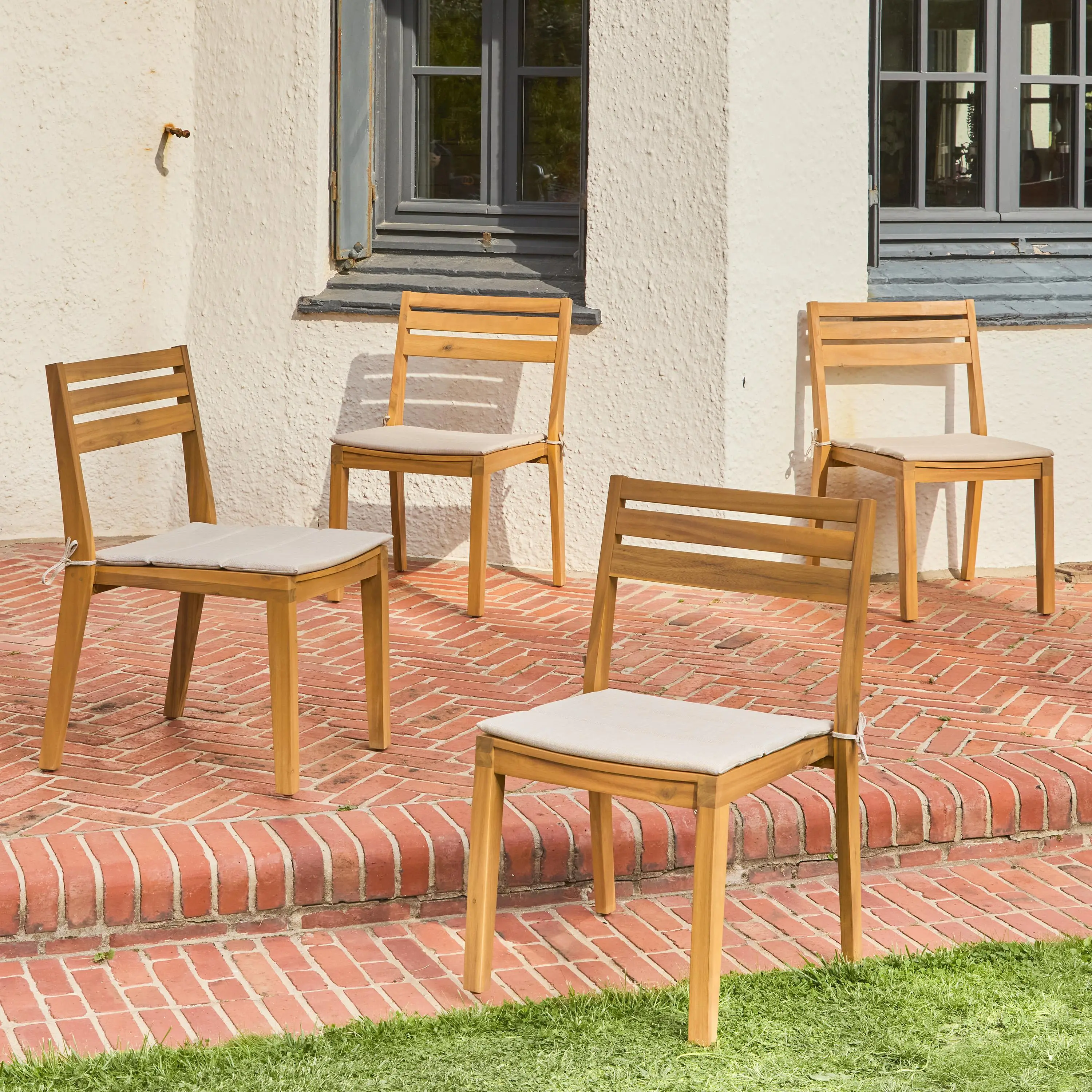 Chaise de jardin bois d'acacia (lot de 4)