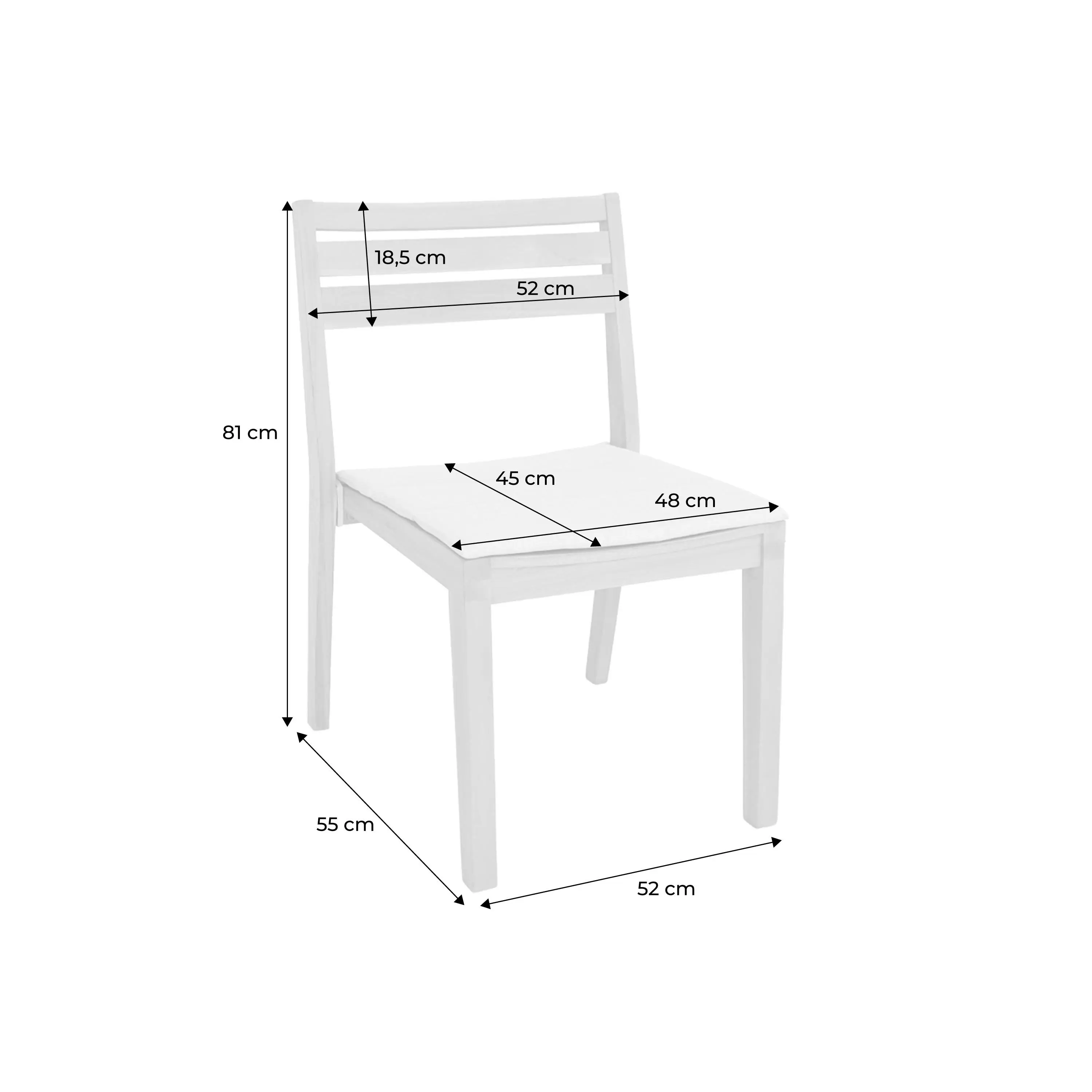Chaise de jardin bois d'acacia (lot de 4)