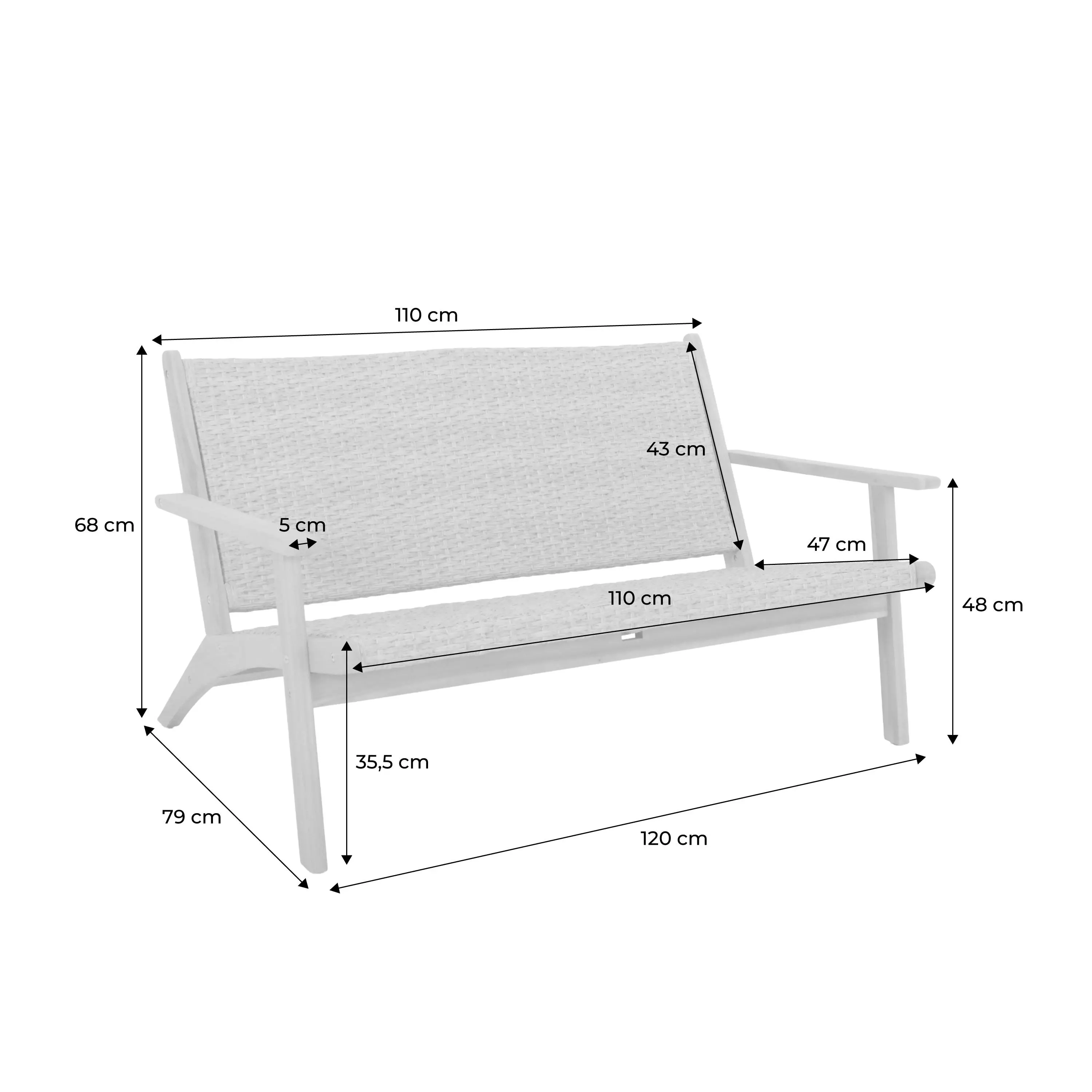 Banc de jardin bois d'acacia 2 places