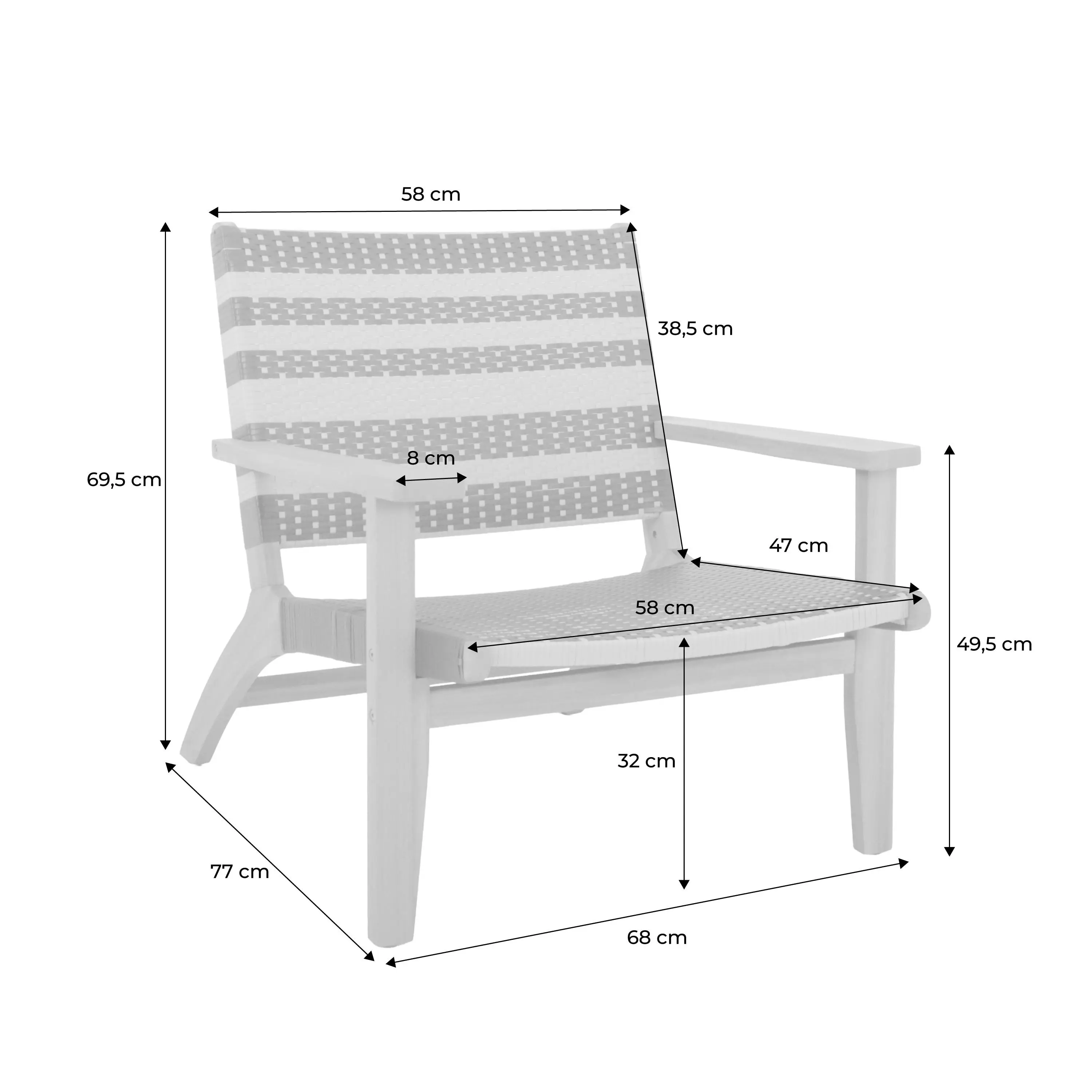 Fauteuil de jardin bois d'acacia et résine