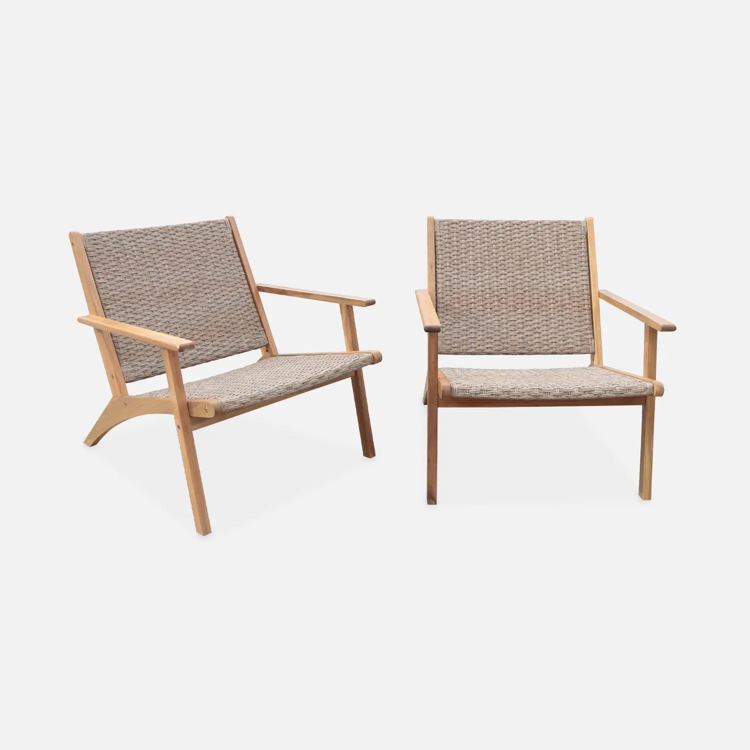 Fauteuil relax bois d'acacia et résine (lot de 2)