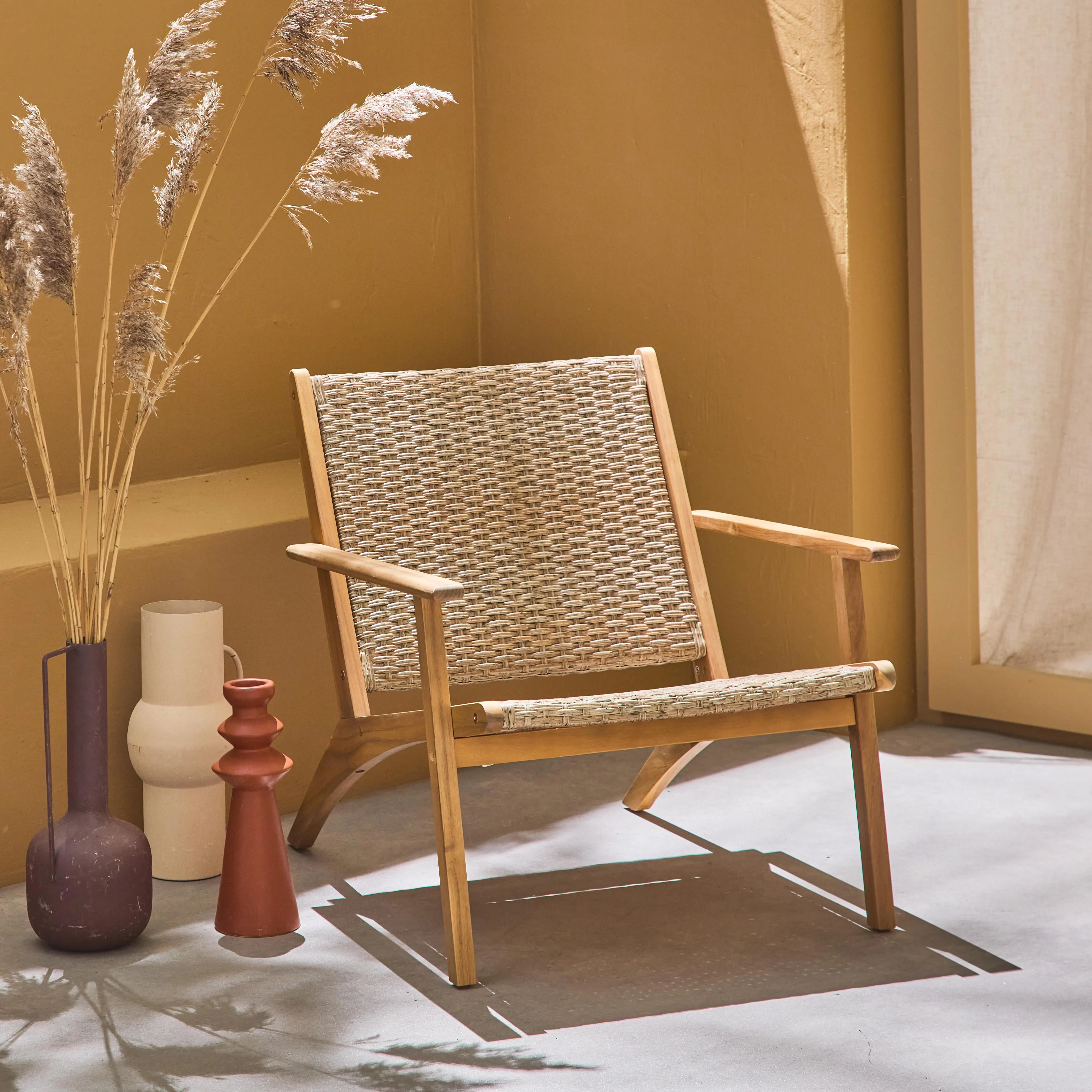 Fauteuil relax bois d'acacia et résine