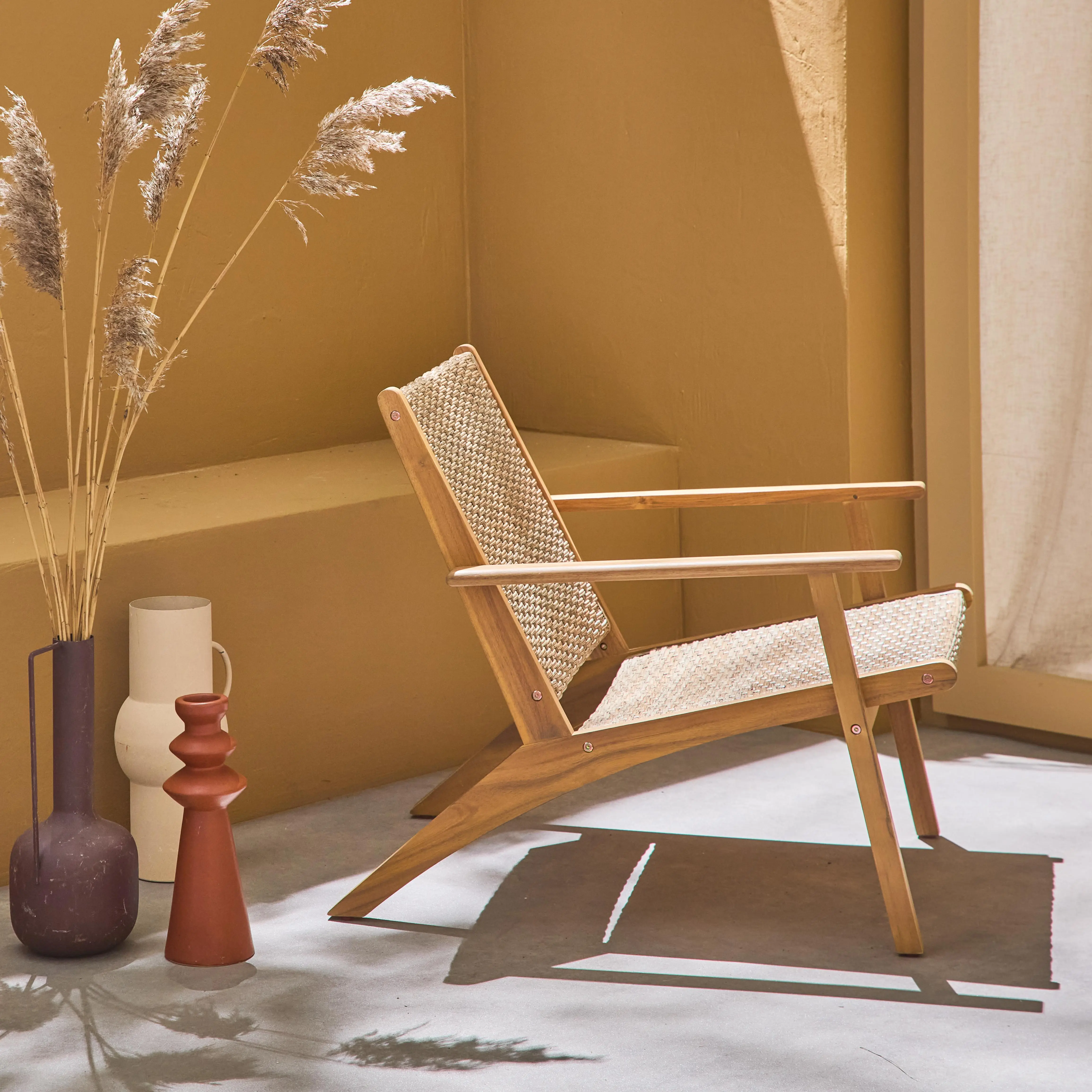 Fauteuil relax bois d'acacia et résine