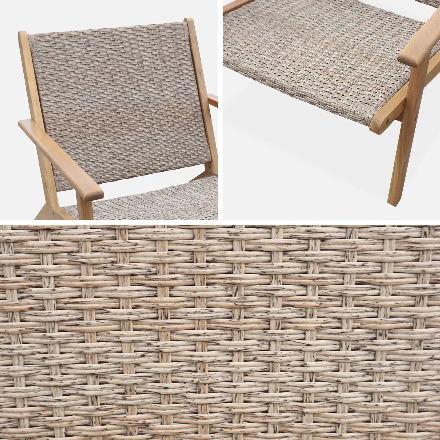 Fauteuil relax bois d'acacia et résine
