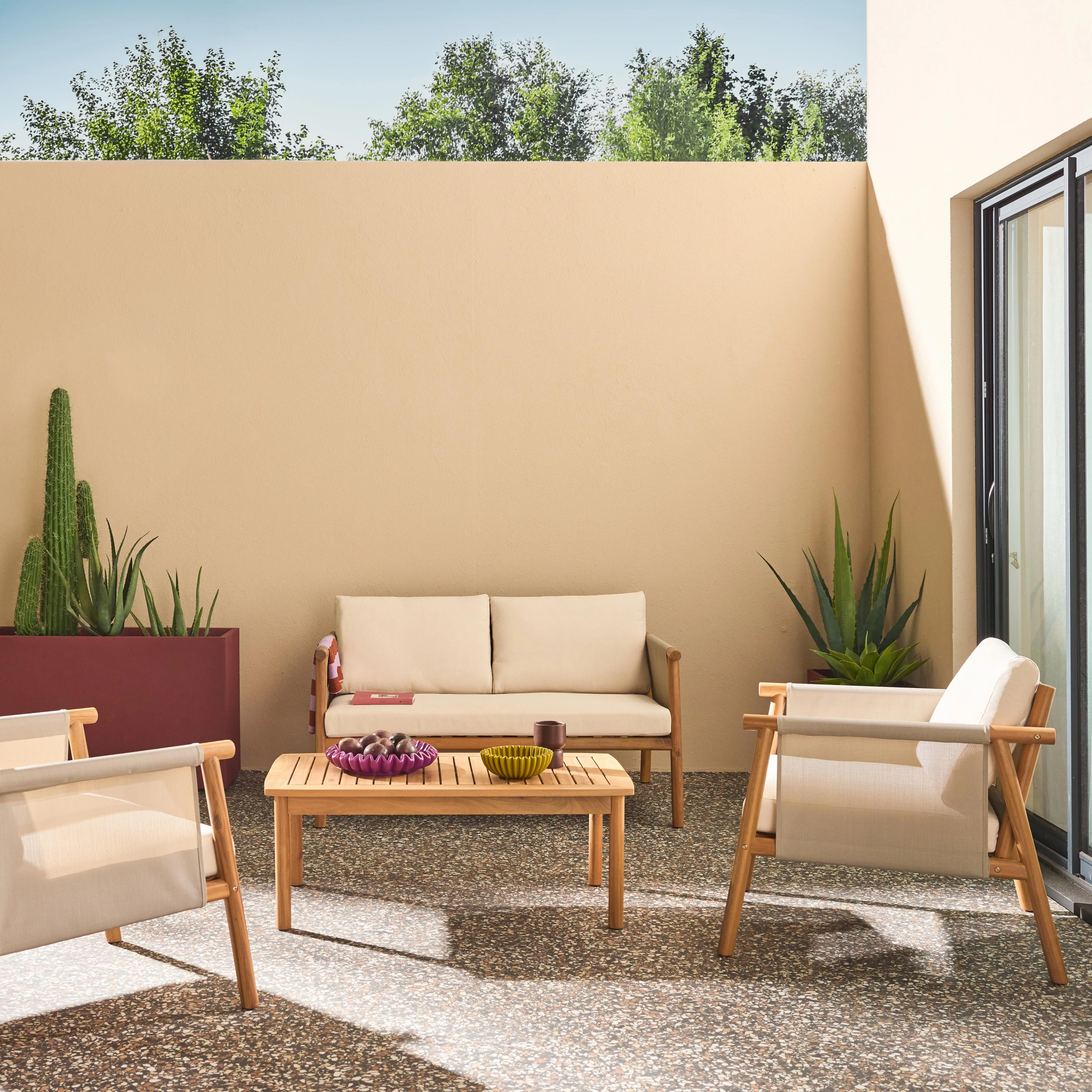 Salon de jardin bois d'acacia 4 places
