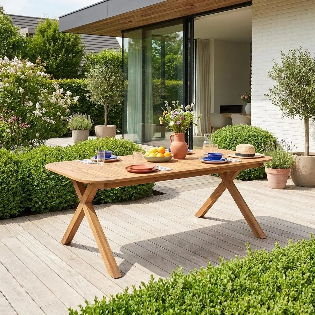 Table de jardin extensible bois d'acacia 6-8 places