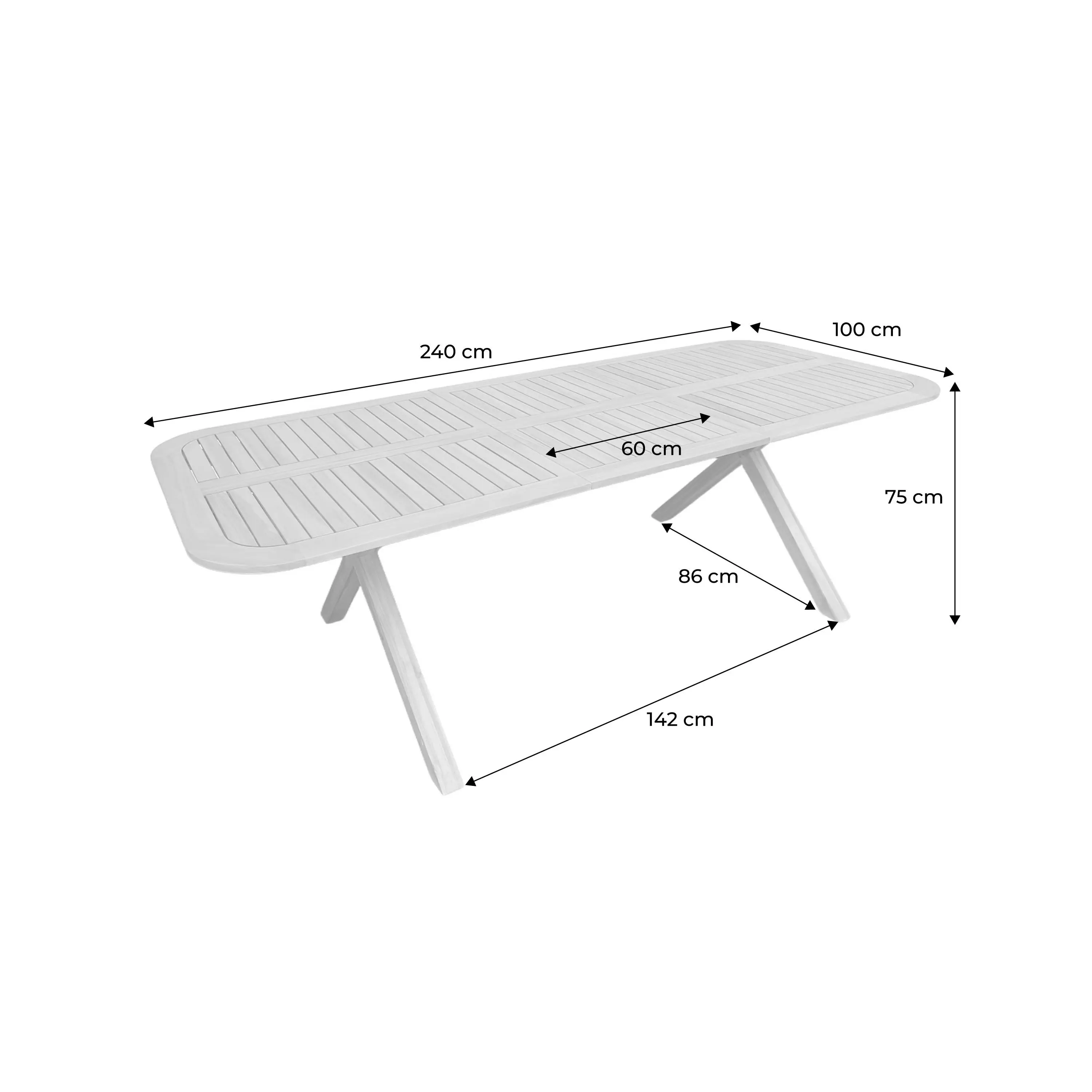 Table de jardin extensible bois d'acacia 6-8 places