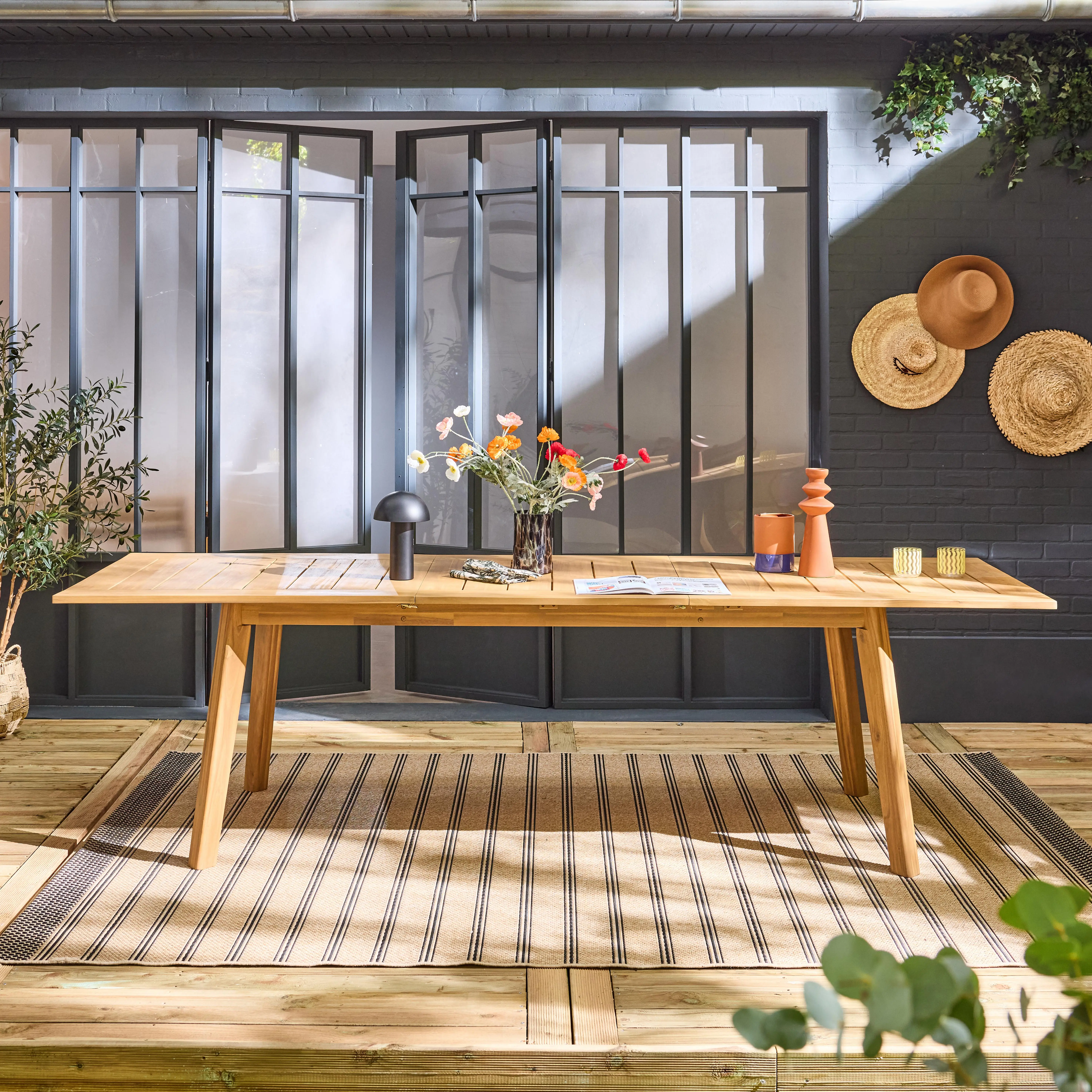 Table de jardin extensible bois d'acacia 10 places