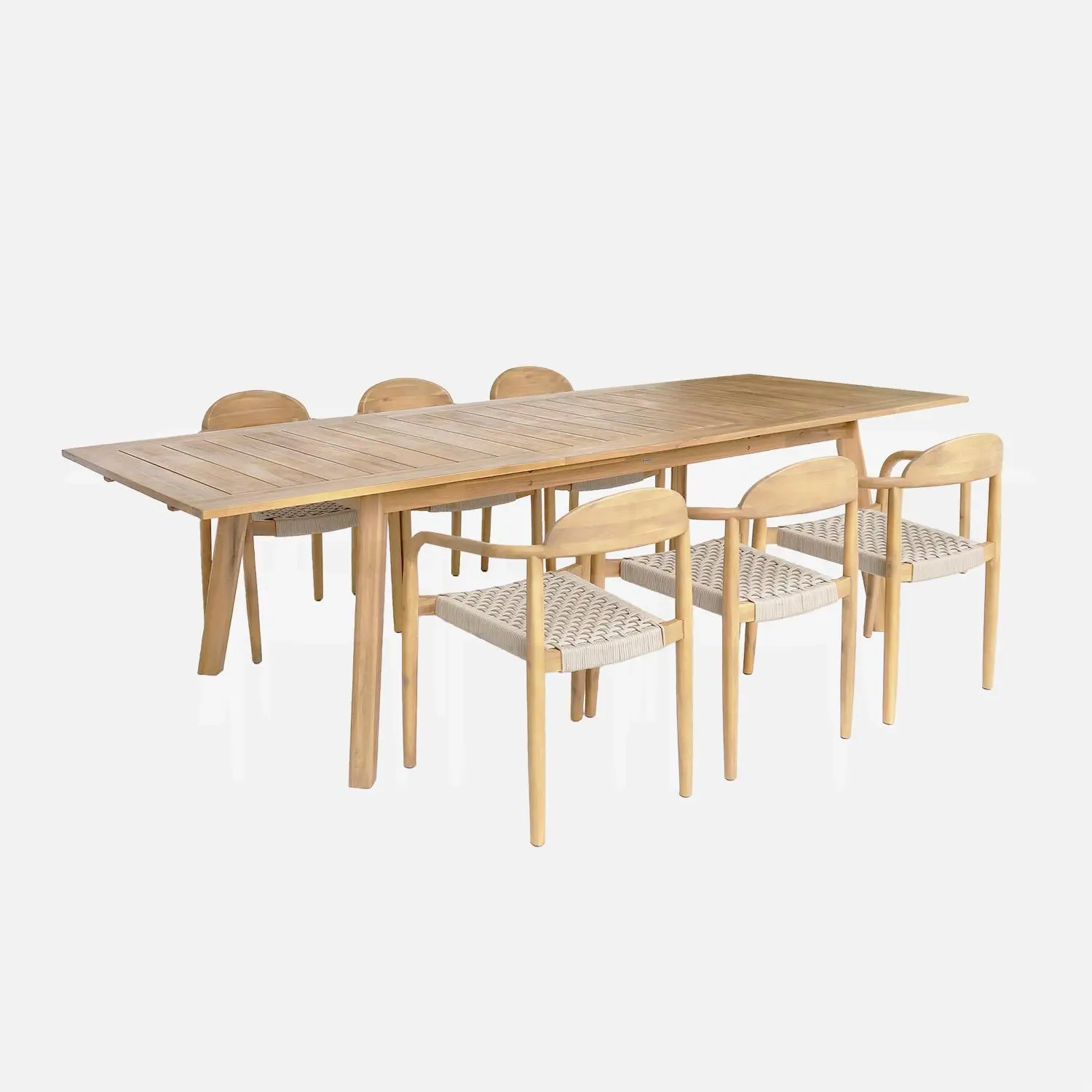 Table de jardin extensible bois d'acacia + 6 assises