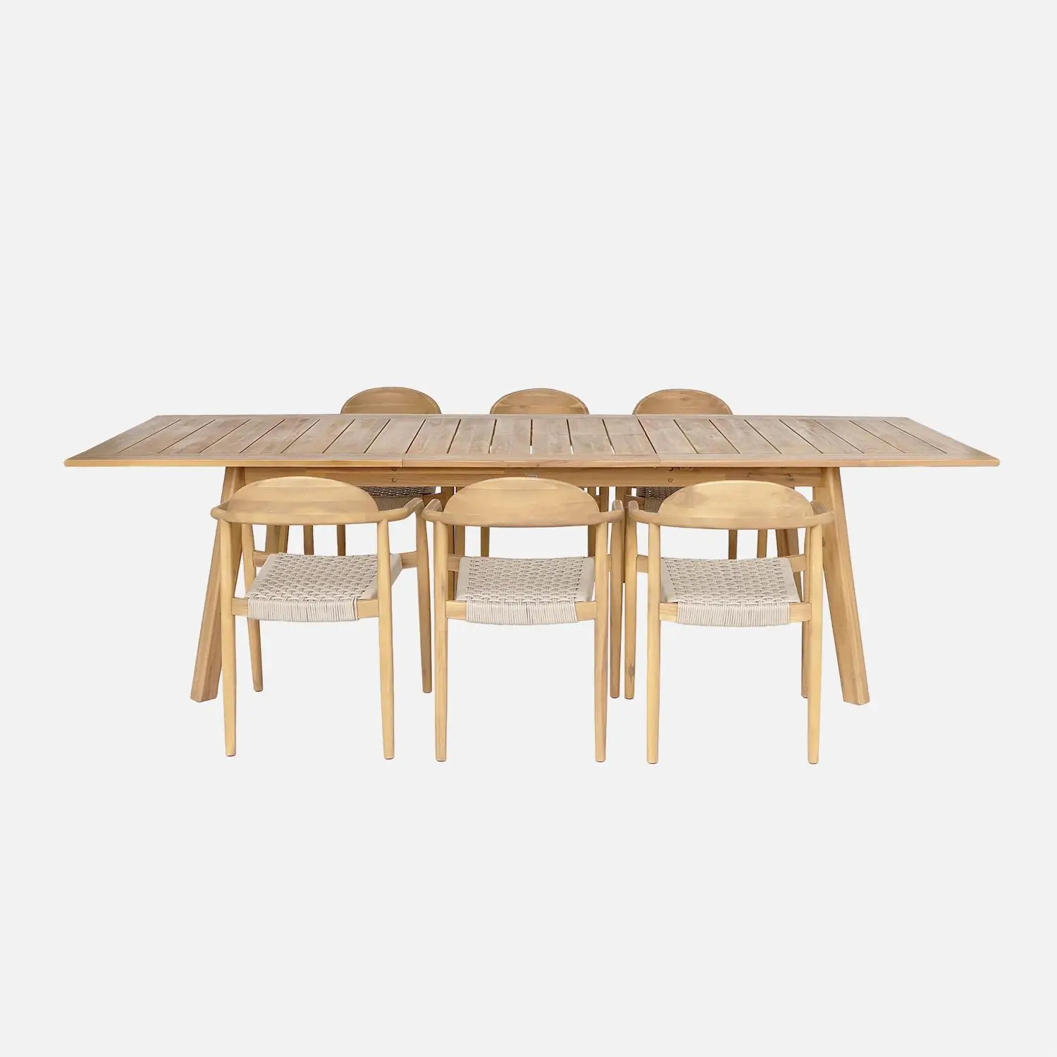 Table de jardin extensible bois d'acacia + 6 assises