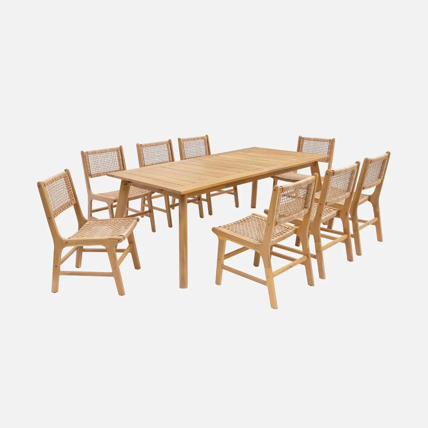 Table de jardin extensible bois d'acacia + 8 assises