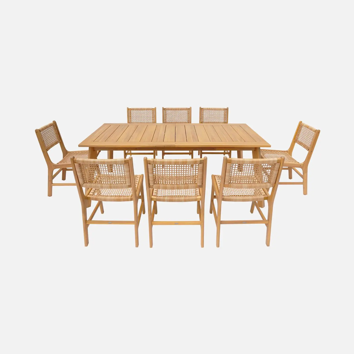 Table de jardin extensible bois d'acacia + 8 assises