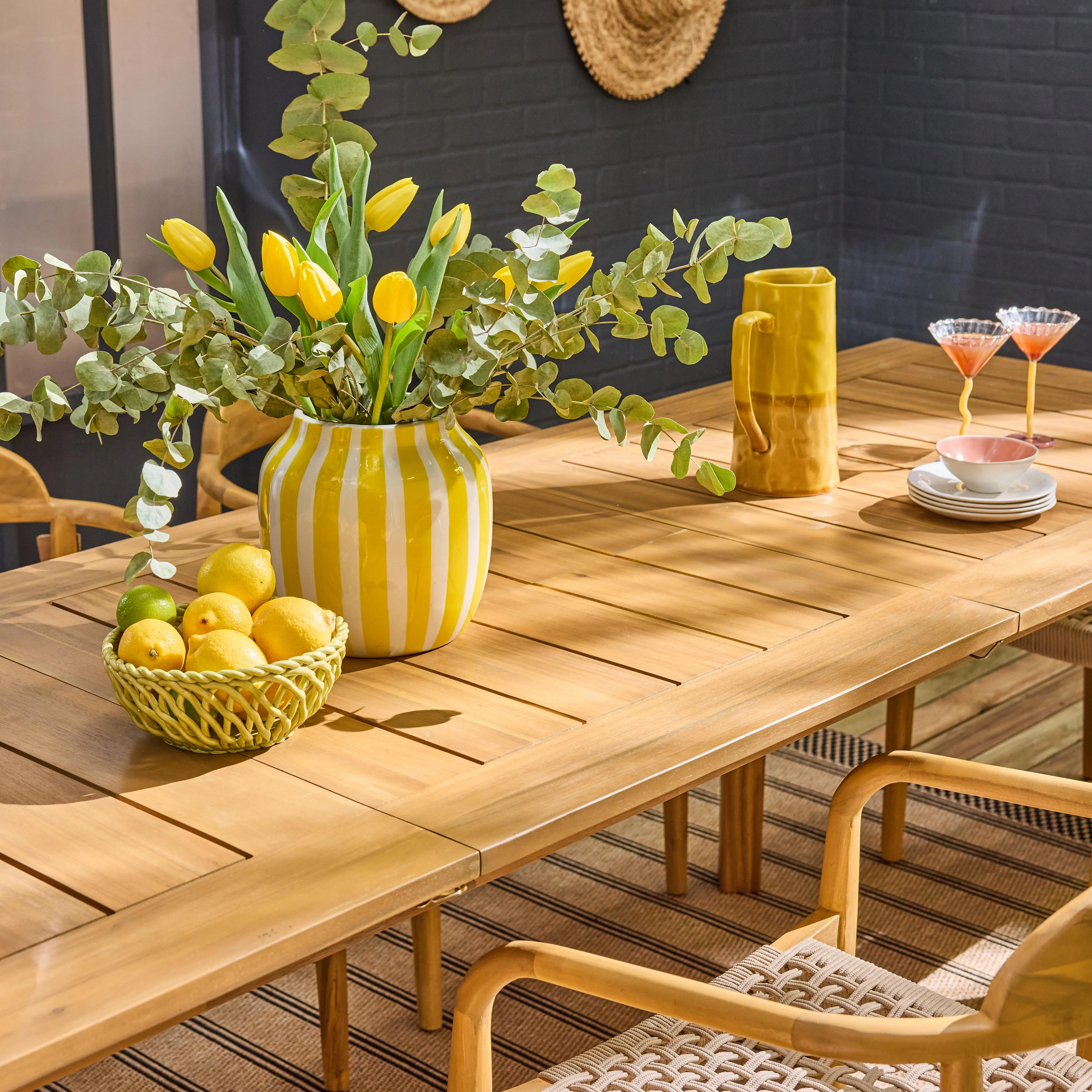 Table de jardin extensible bois d'acacia + 8 assises