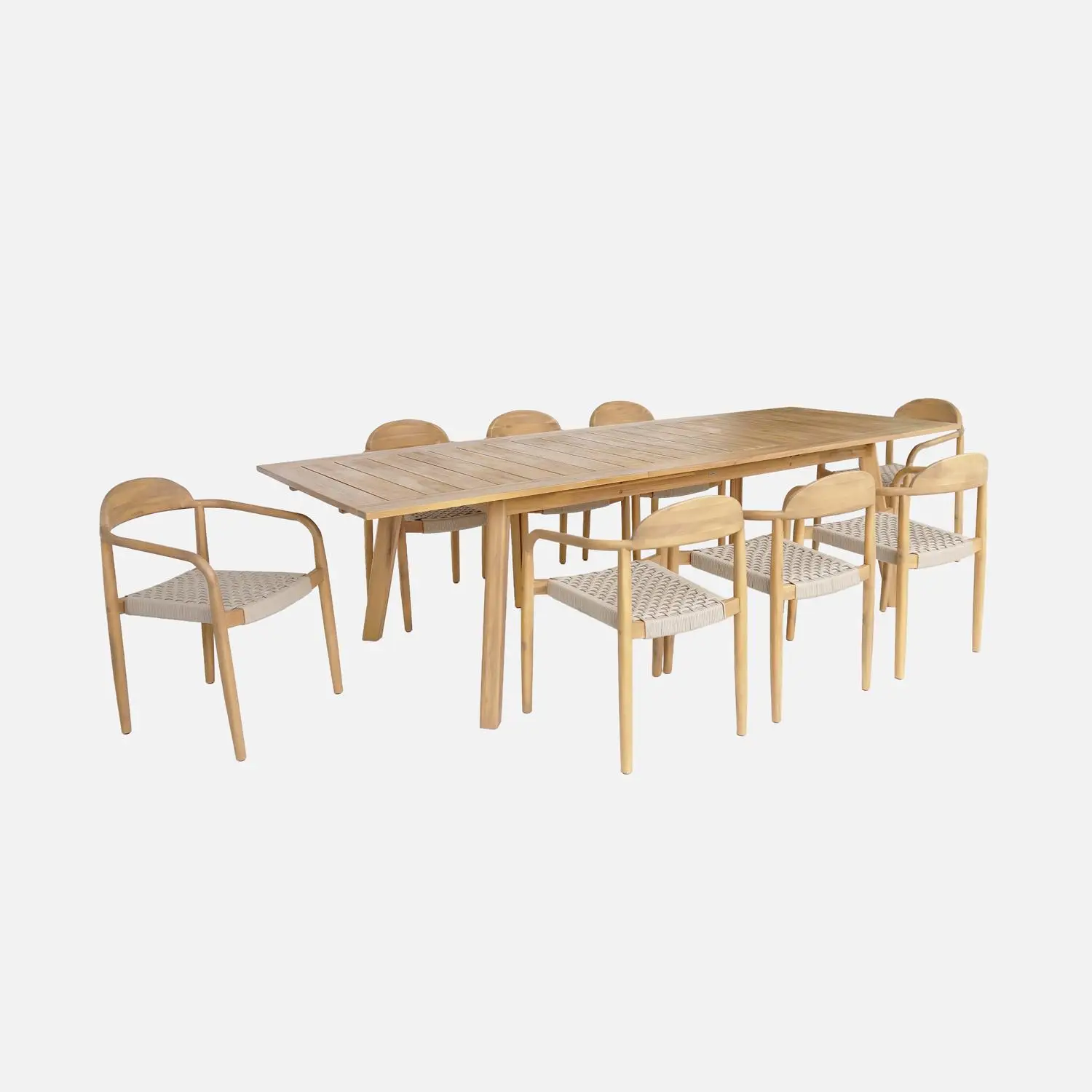 Table de jardin extensible bois d'acacia + 8 assises