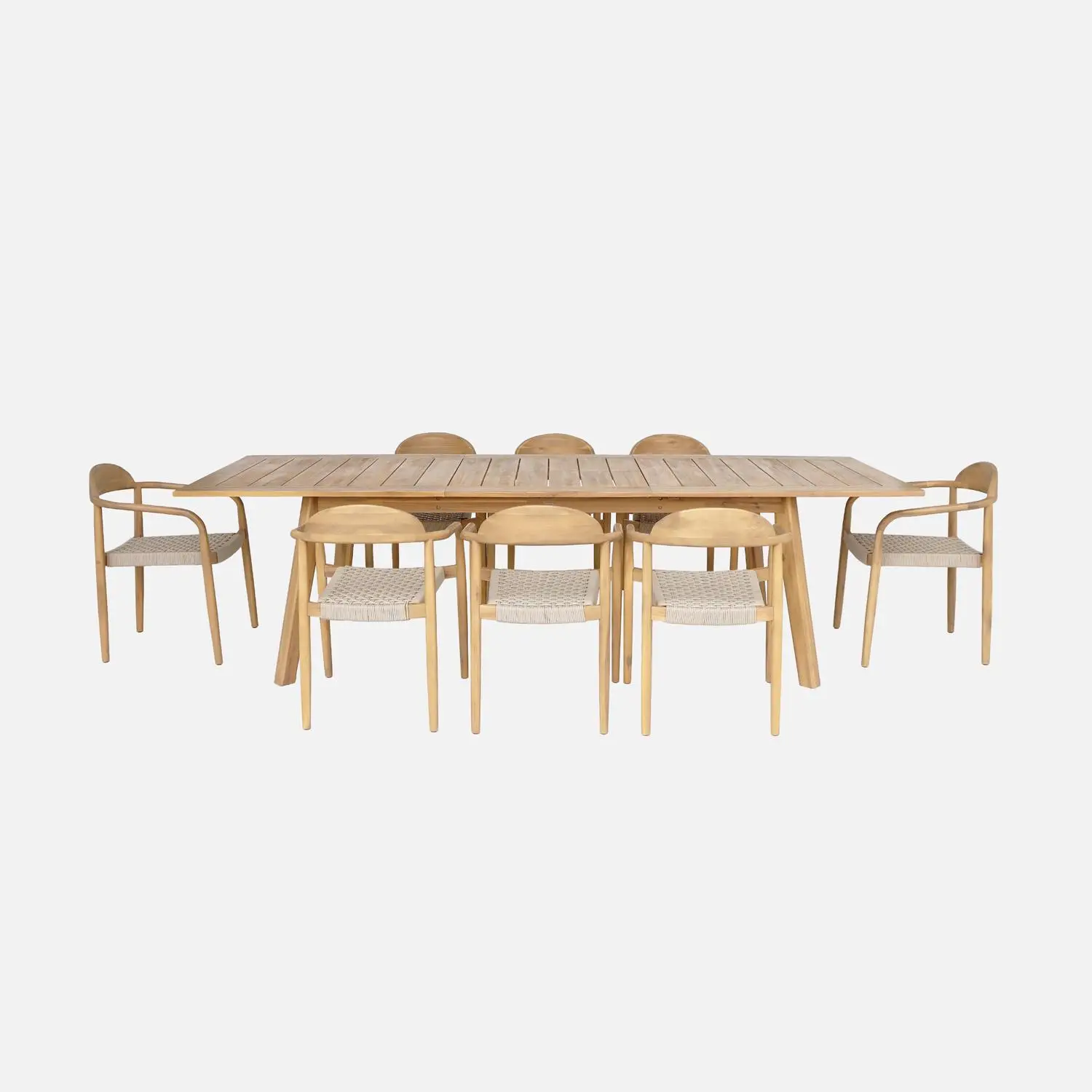 Table de jardin extensible bois d'acacia + 8 assises