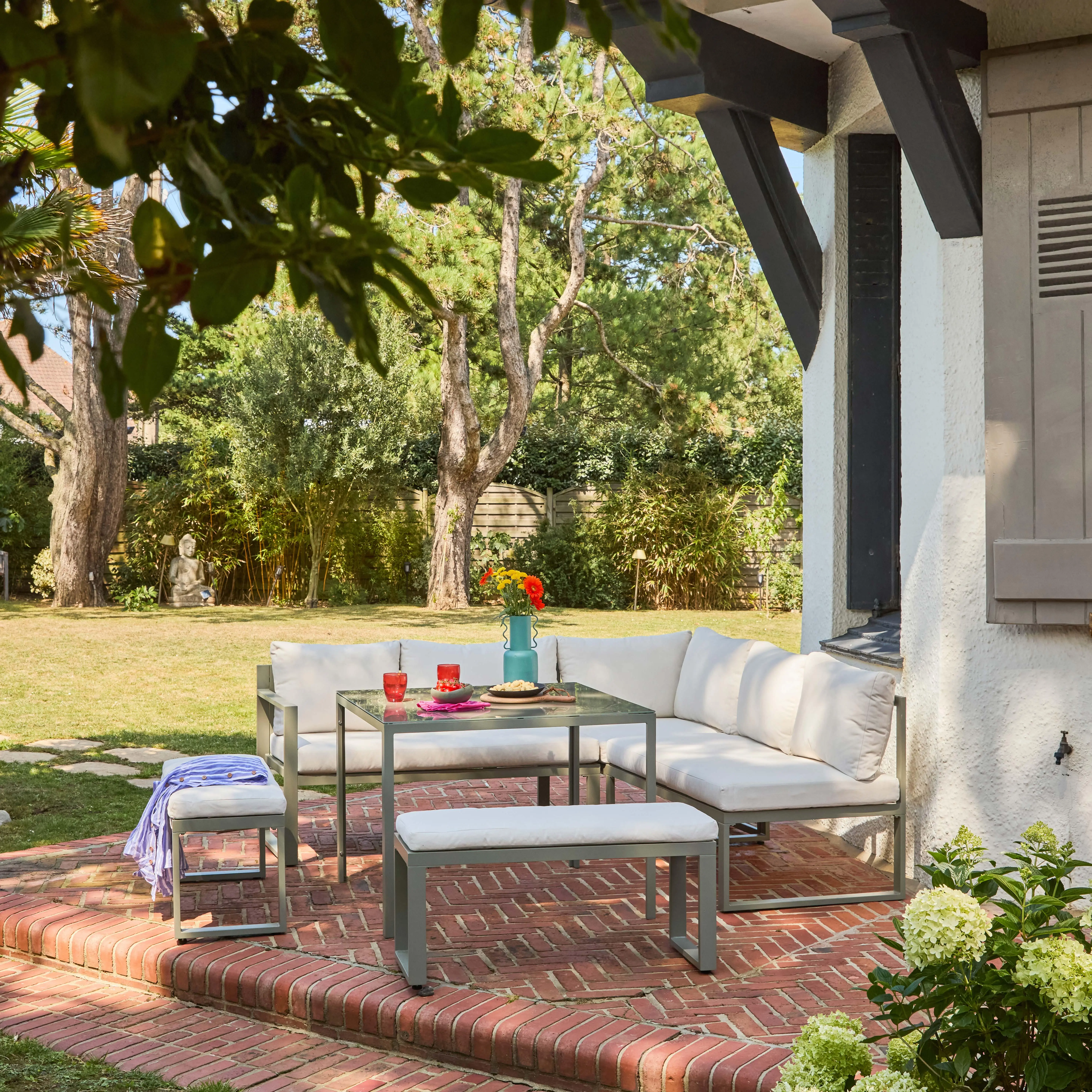Salon, table de jardin aluminium 9 places