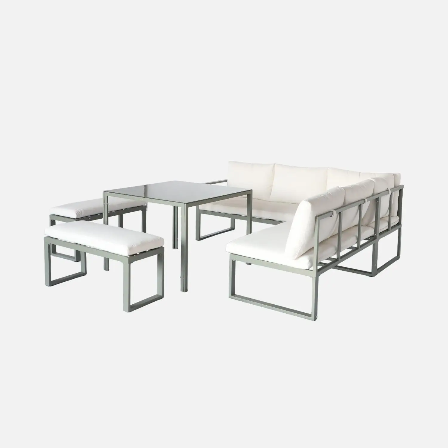 Salon, table de jardin aluminium 9 places