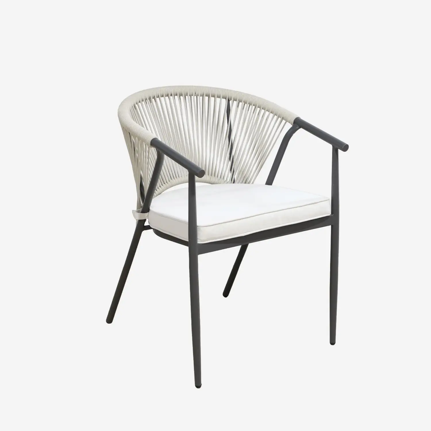 Table de jardin ronde aluminium et verre + 6 assises