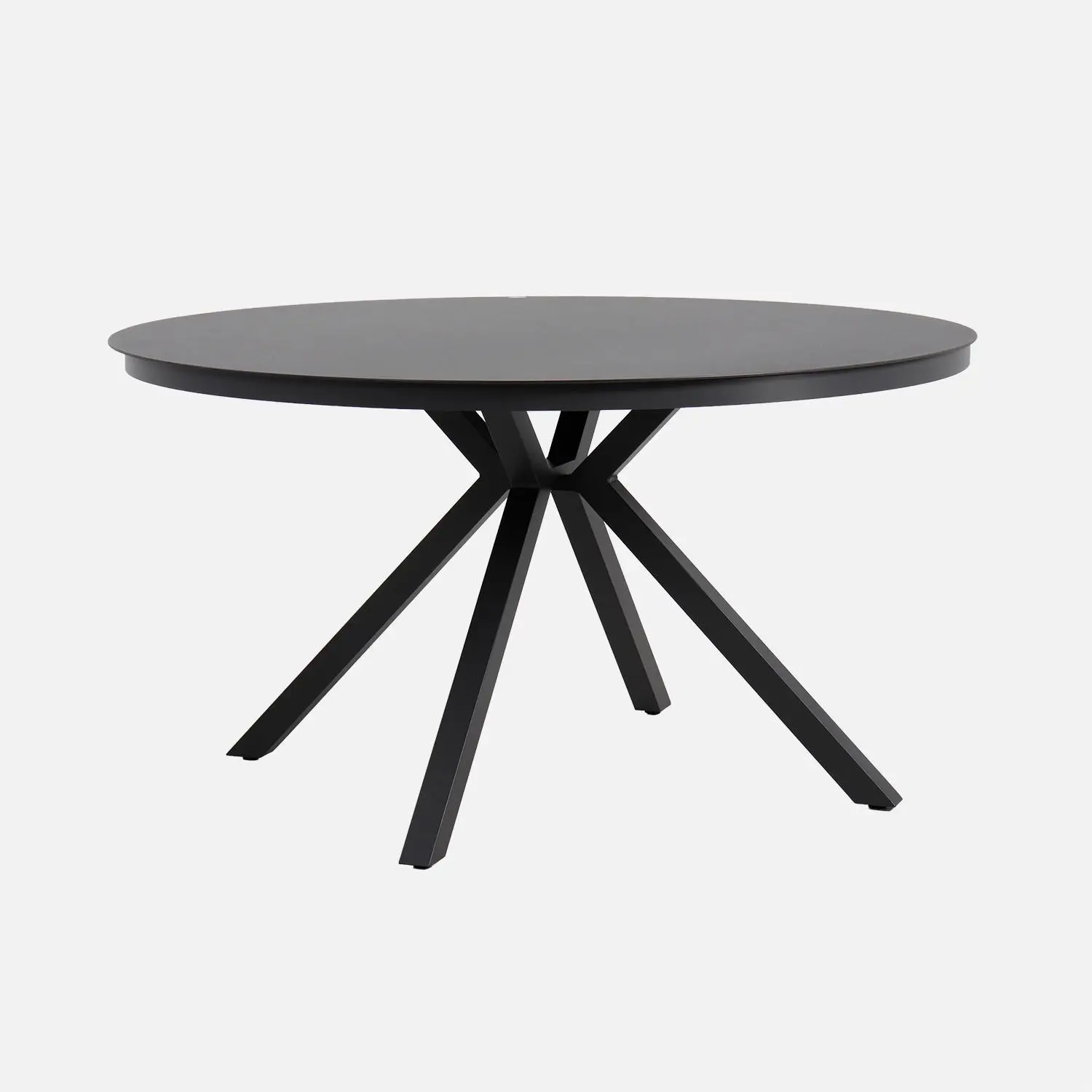Table de jardin ronde aluminium et verre + 6 assises