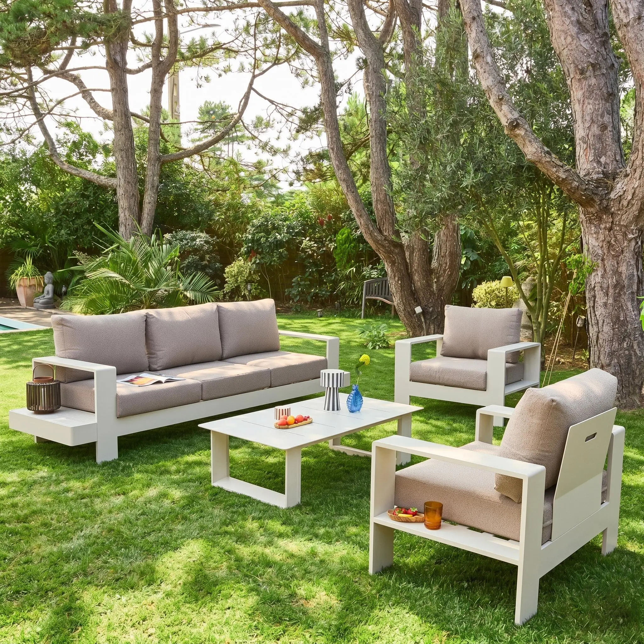 Salon de jardin aluminium 5 places