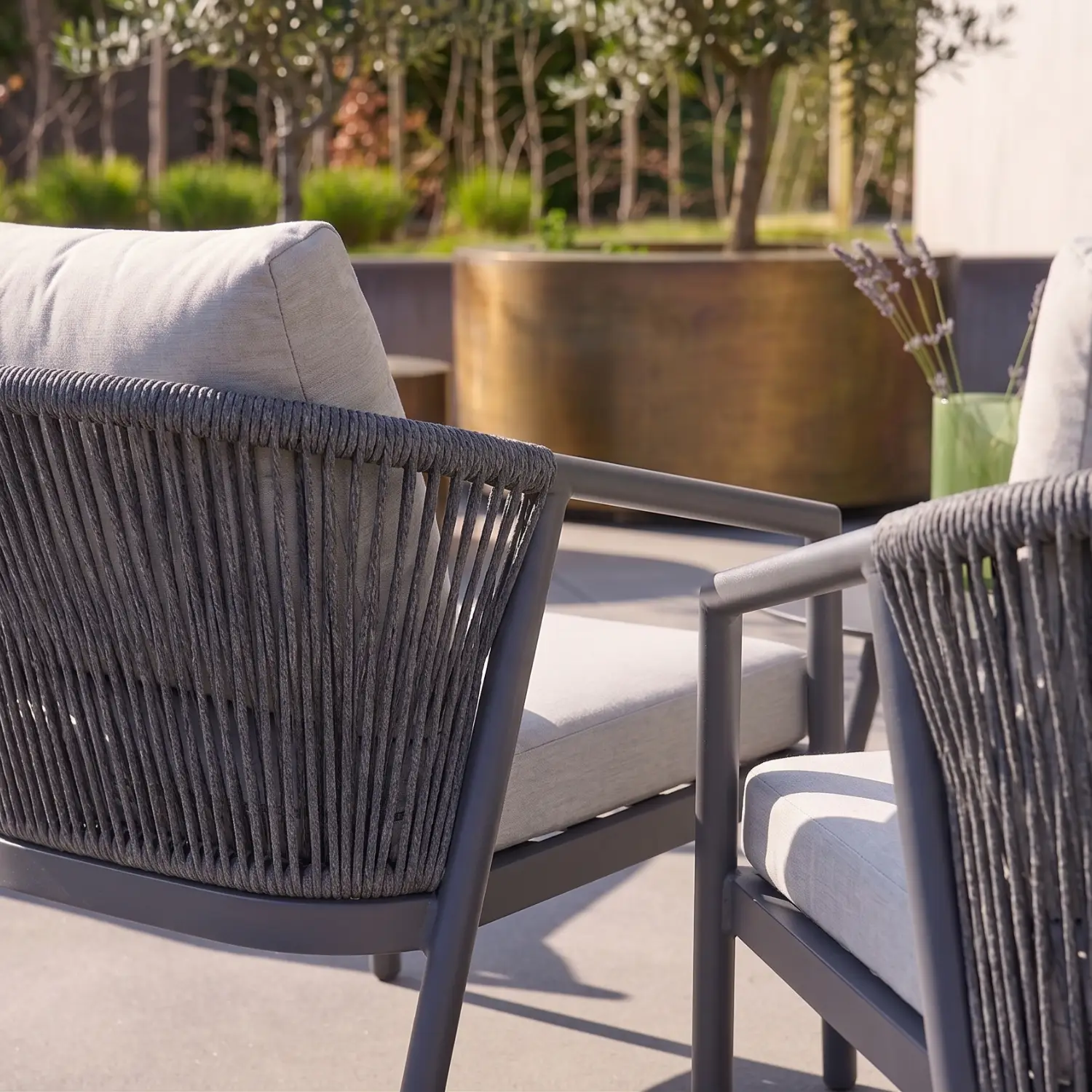 Salon de jardin aluminium et cordes 4 places