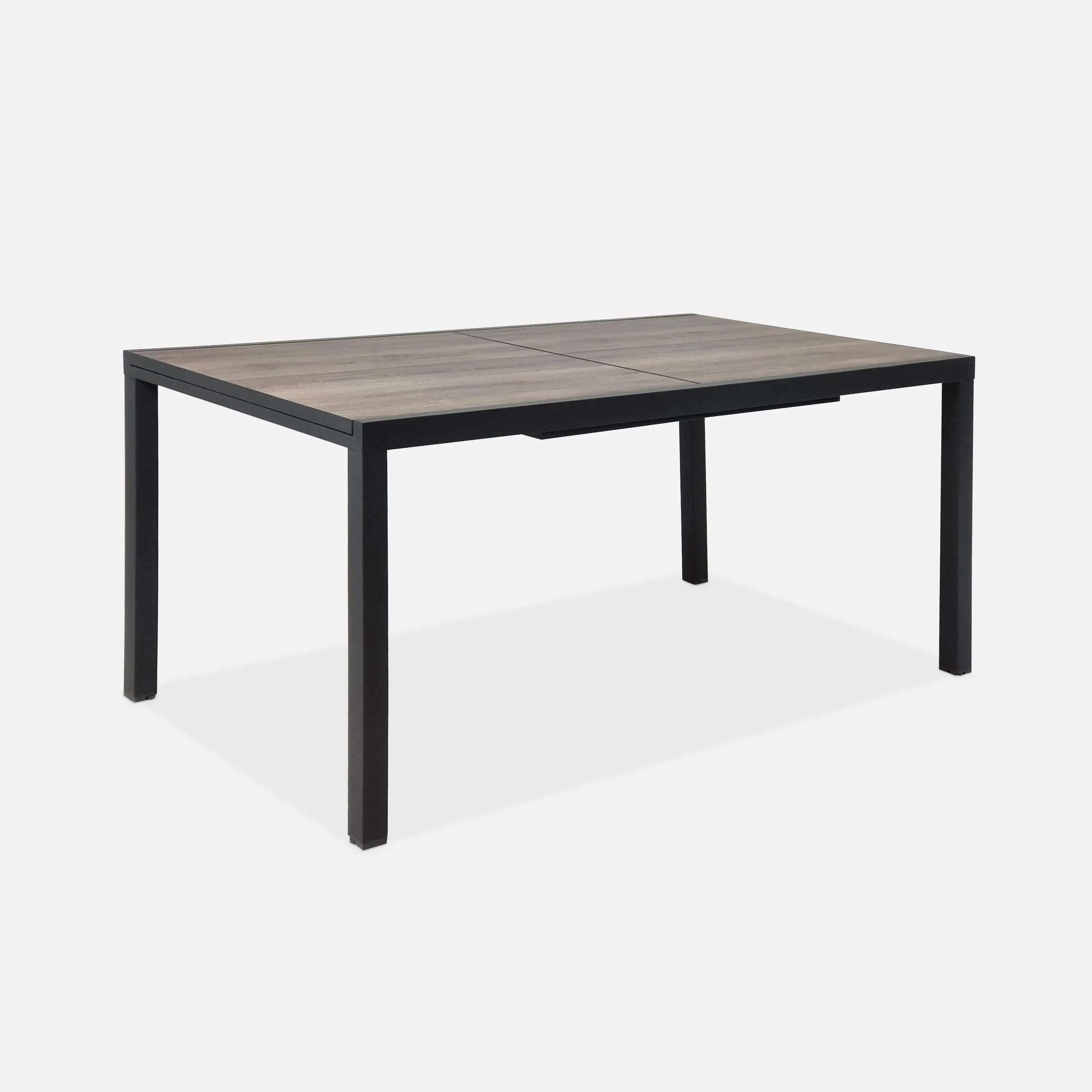 Table de jardin extensible aluminium décor bois + 8 assises