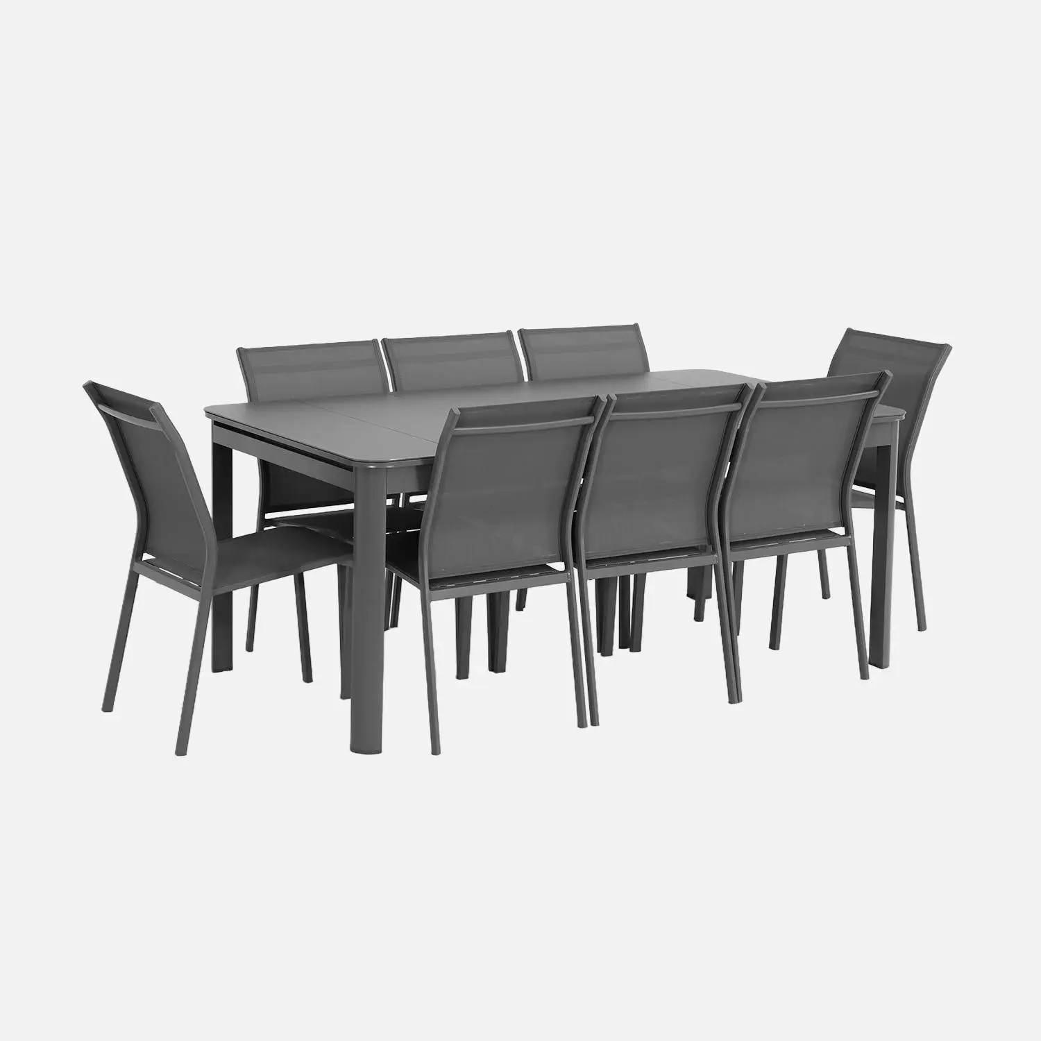 Table de jardin extensible aluminium + 8 assises