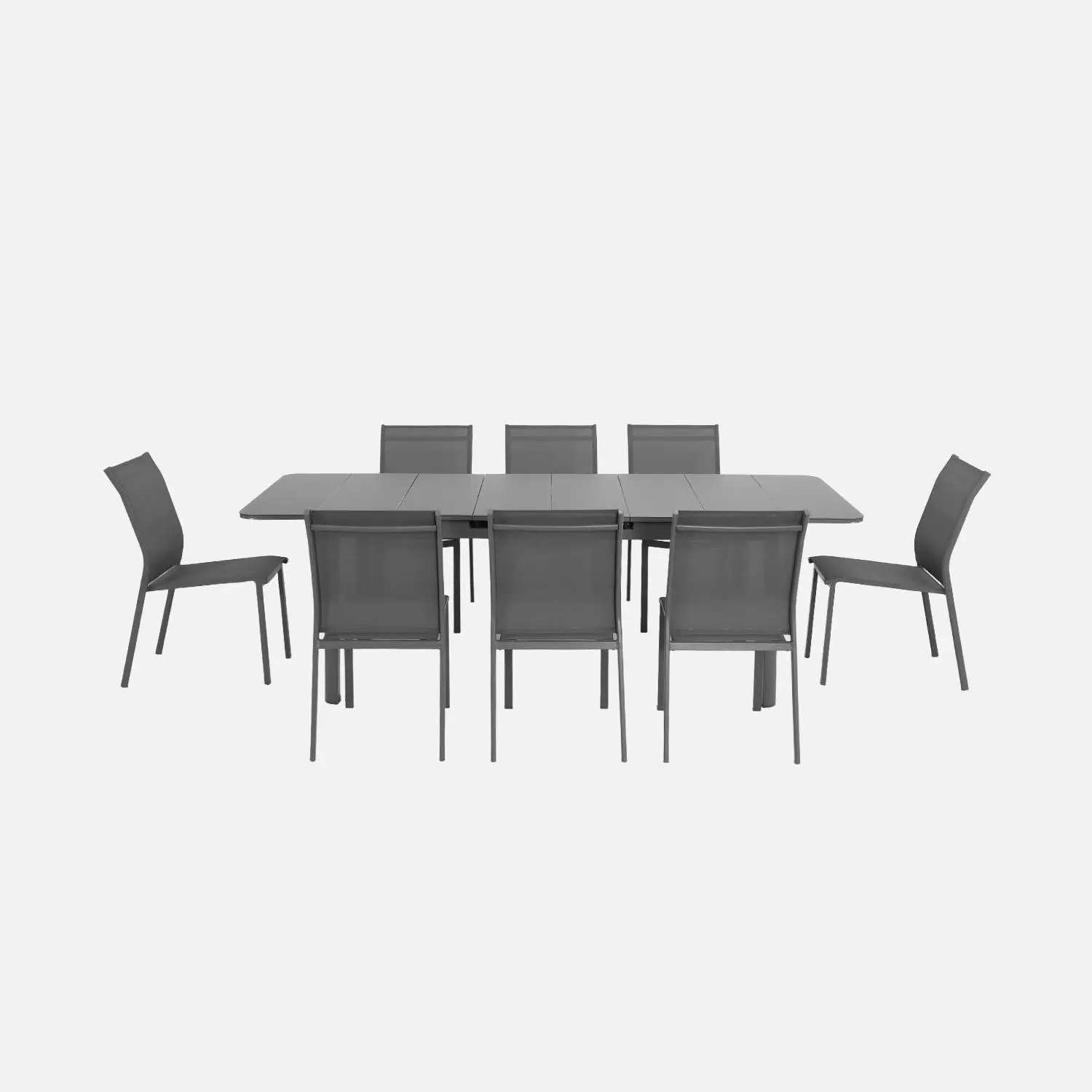 Table de jardin extensible aluminium + 8 assises