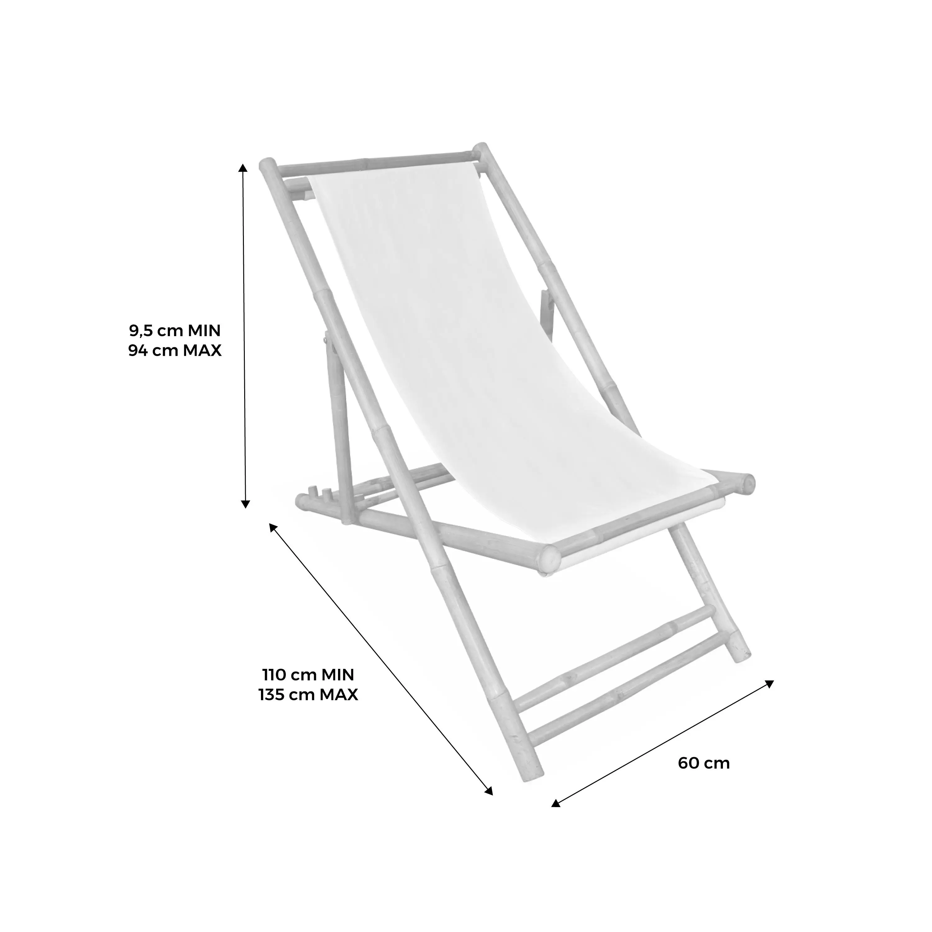 Chilienne bambou pliante multi positions (lot de 2)