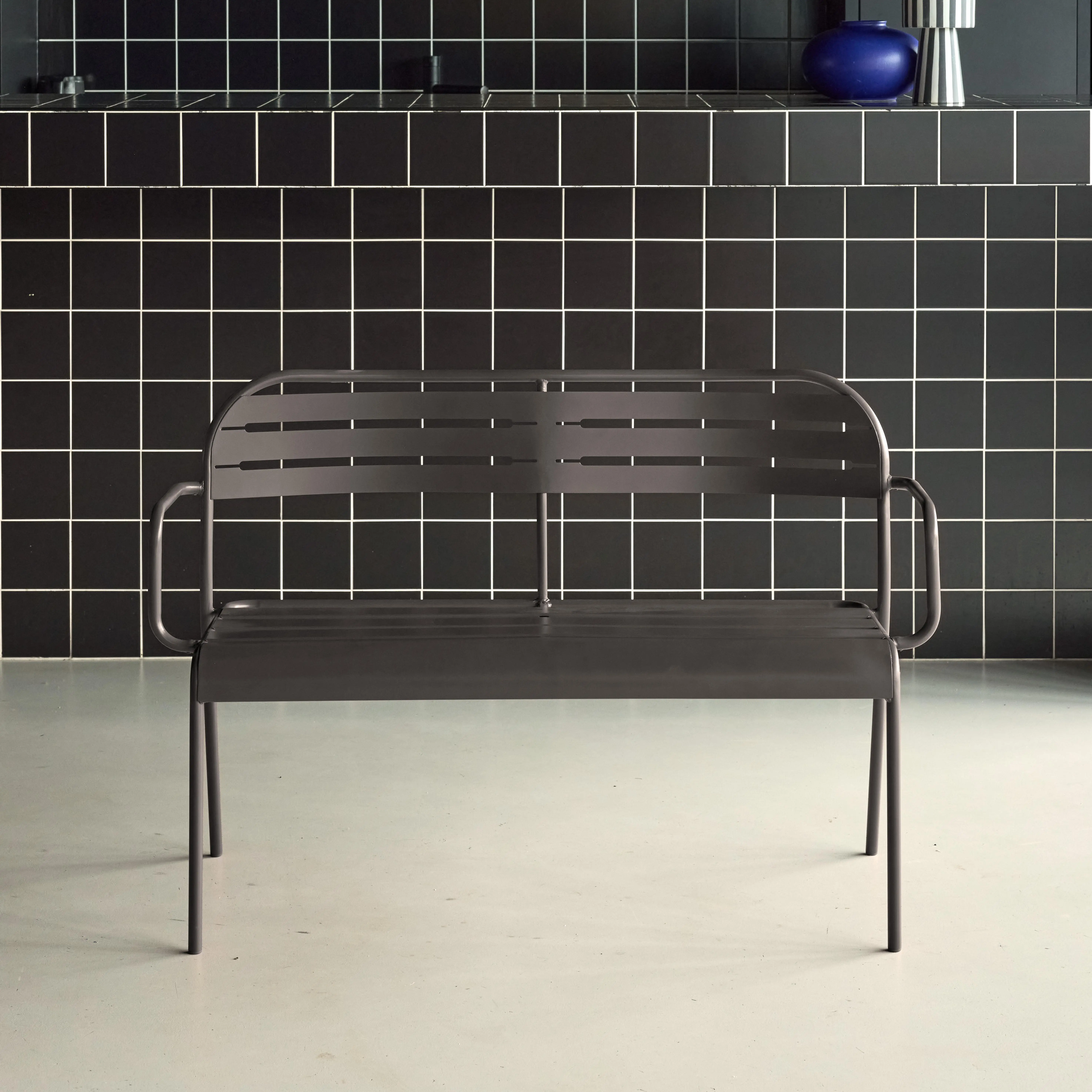 Banc extérieur acier 2 places