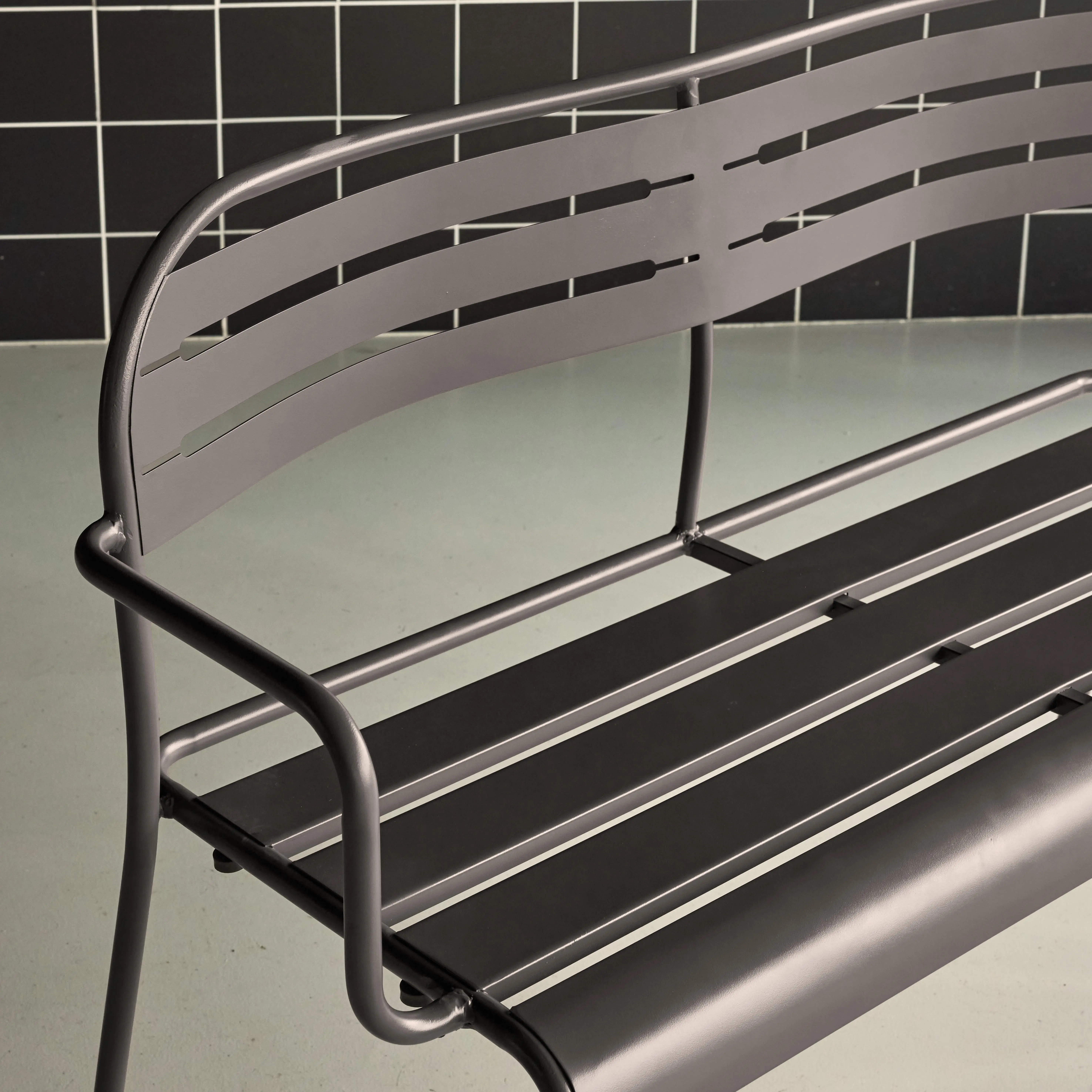 Banc extérieur acier 2 places