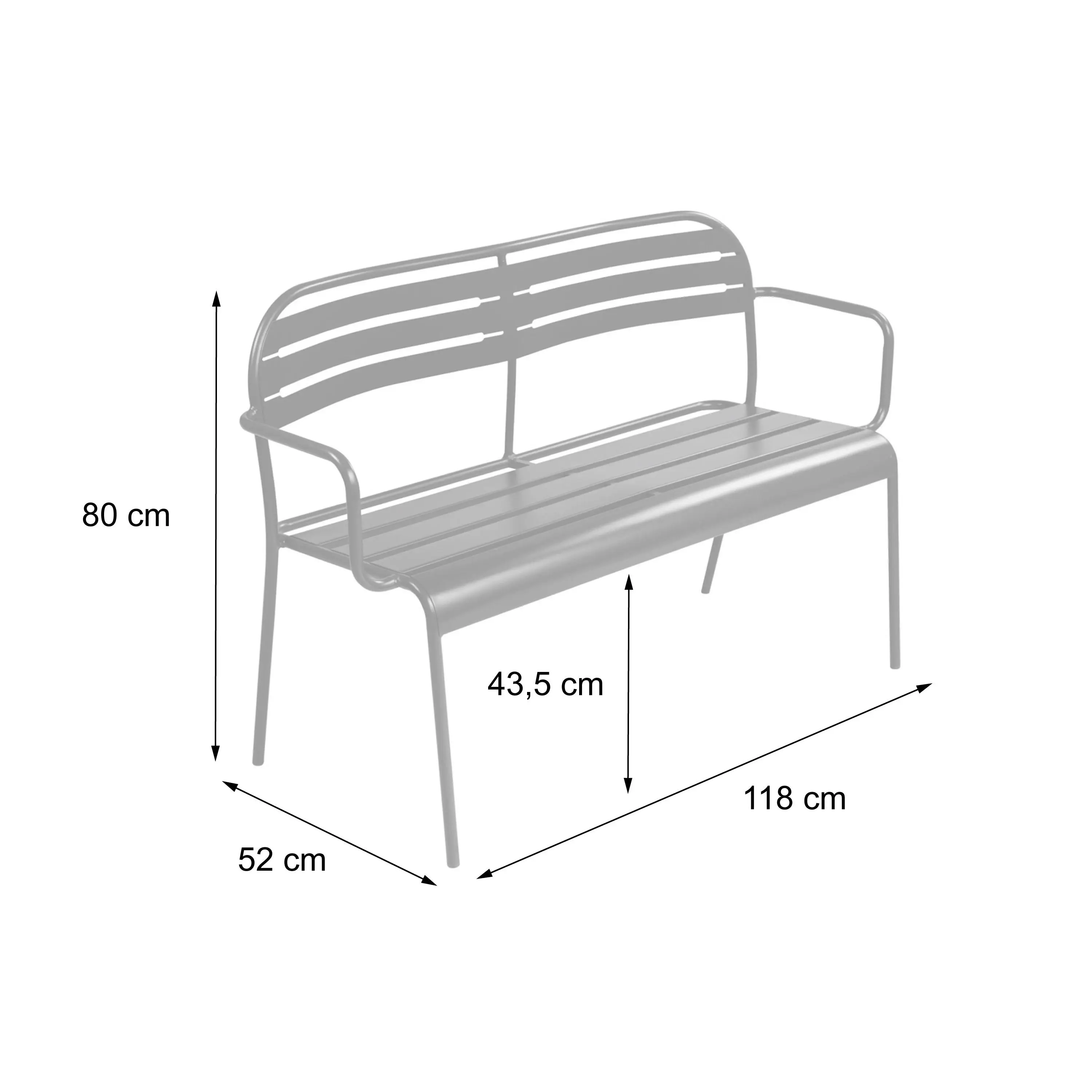 Banc extérieur acier 2 places