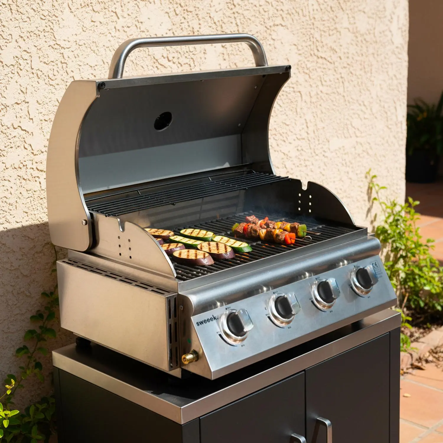 Barbecue gaz 4 brûleurs à poser avec thermomètre