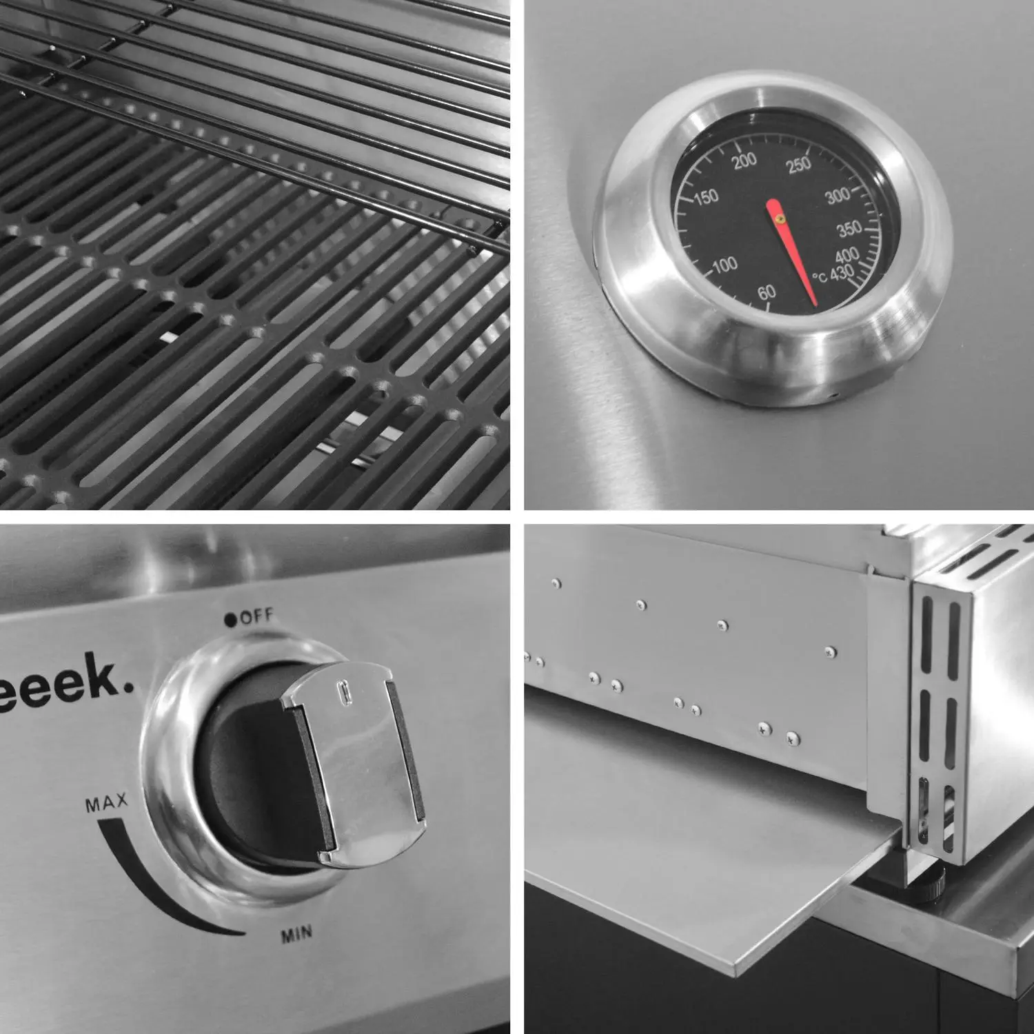 Barbecue gaz 4 brûleurs à poser avec thermomètre