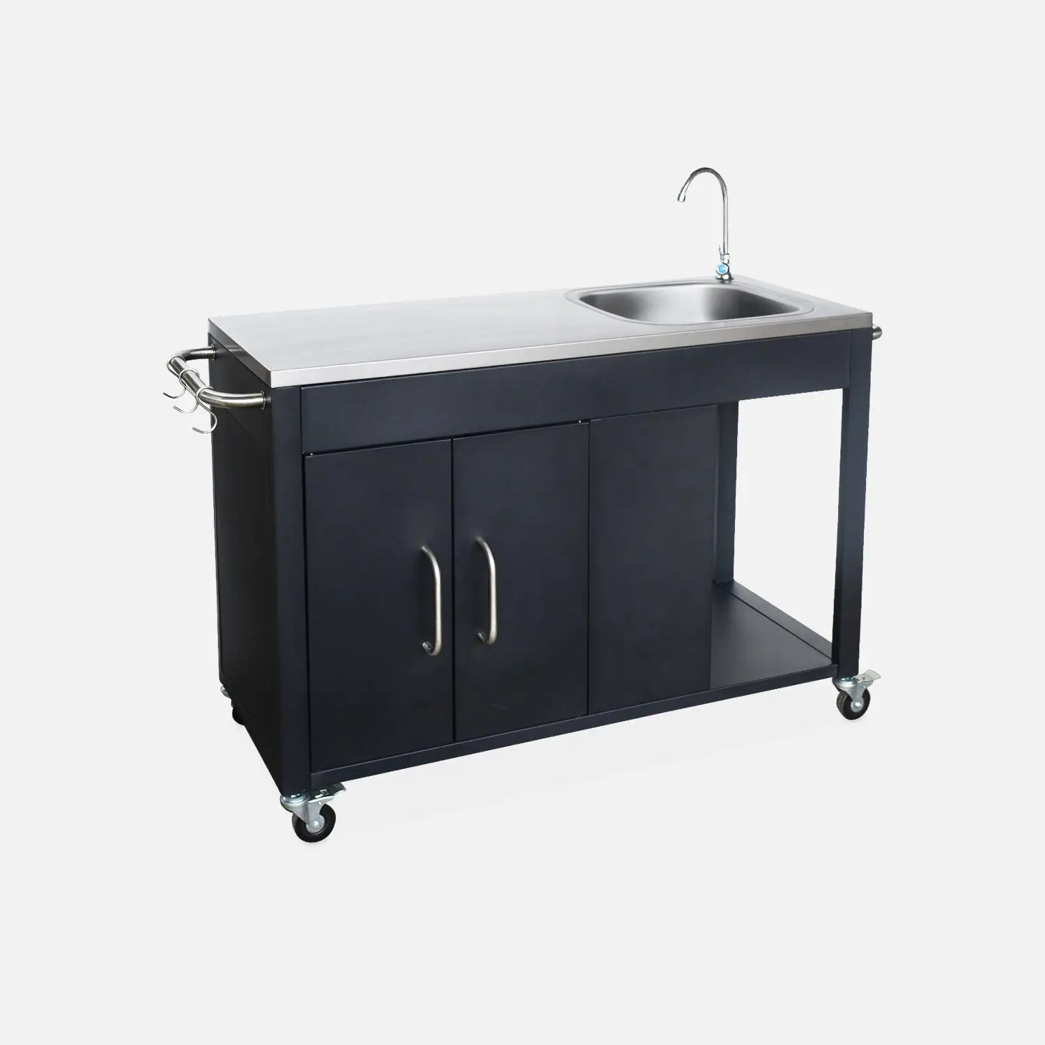 Cuisine extérieure acier avec évier et 2 portes L139cm