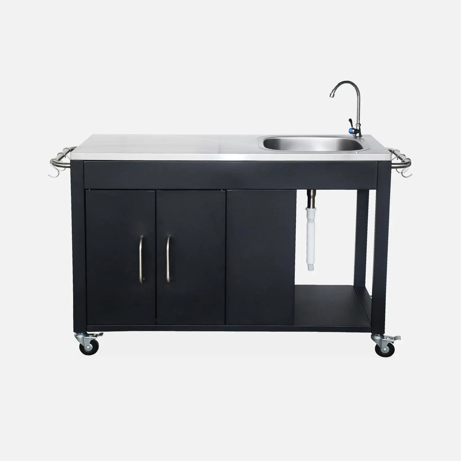 Cuisine extérieure acier avec évier et 2 portes L139cm