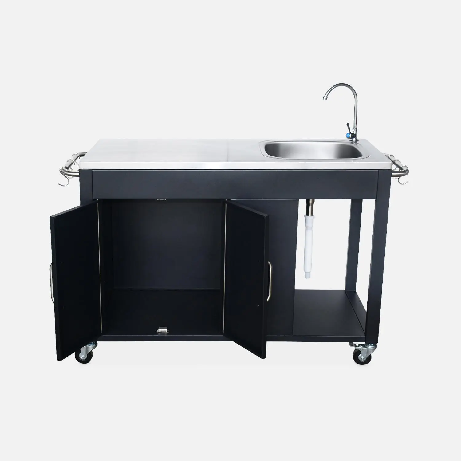 Cuisine extérieure acier avec évier et 2 portes L139cm