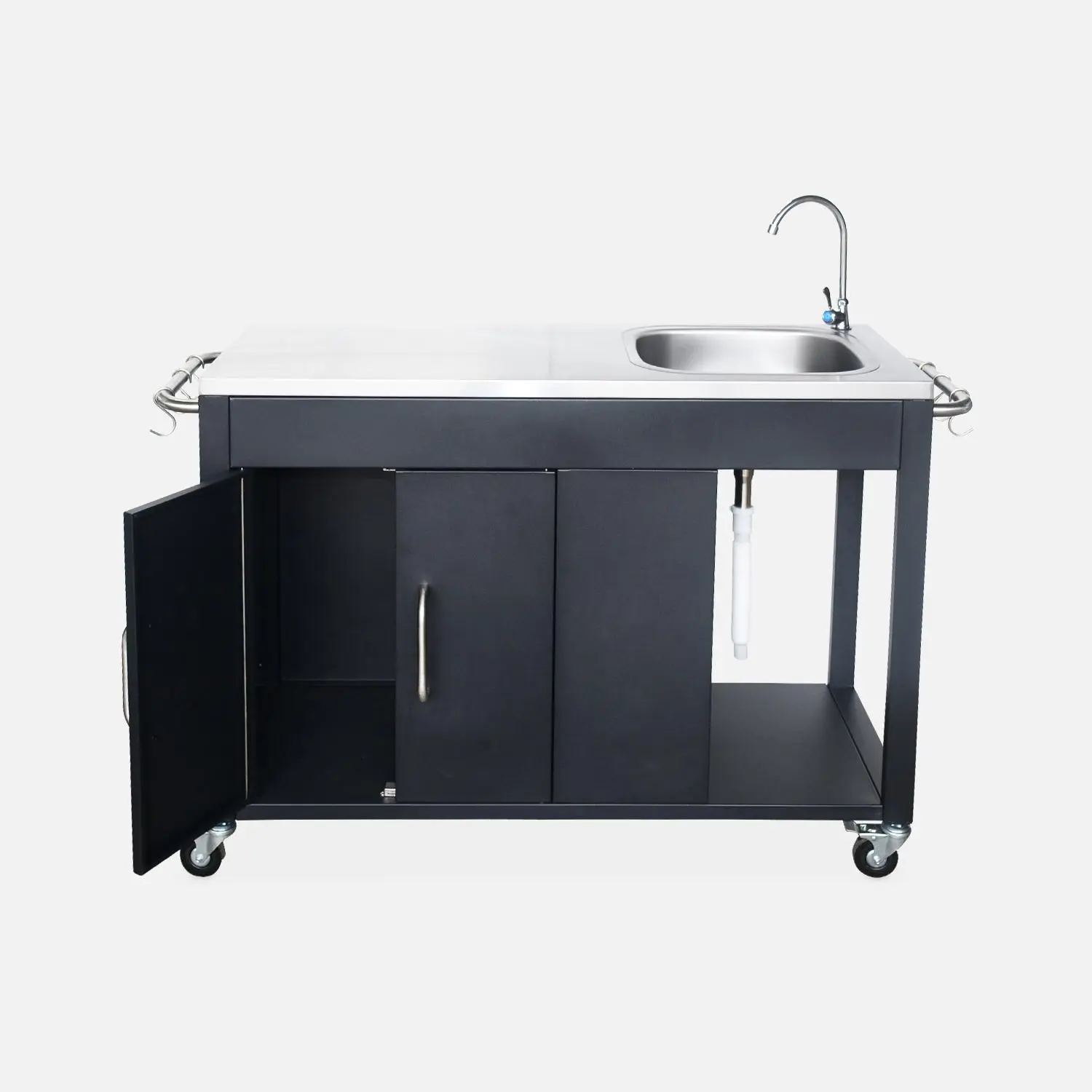 Cuisine extérieure acier avec évier et 2 portes L139cm
