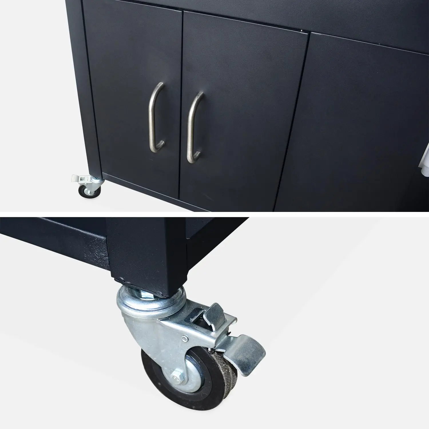 Cuisine extérieure acier avec évier et 2 portes L139cm
