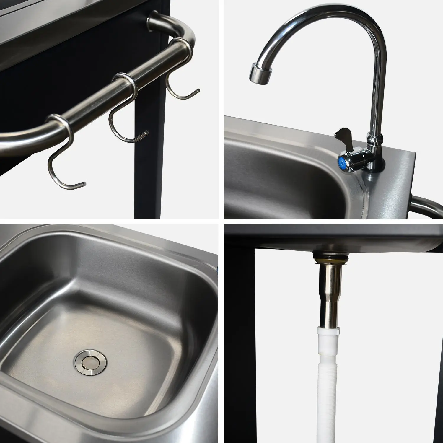 Cuisine extérieure acier avec évier et 2 portes L139cm