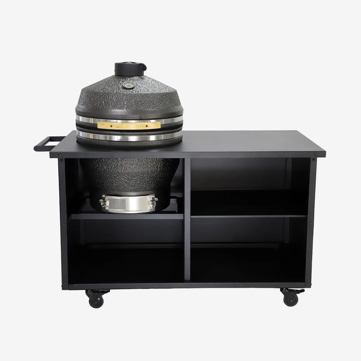 Barbecue kamado charbon de bois, fumoir avec desserte
