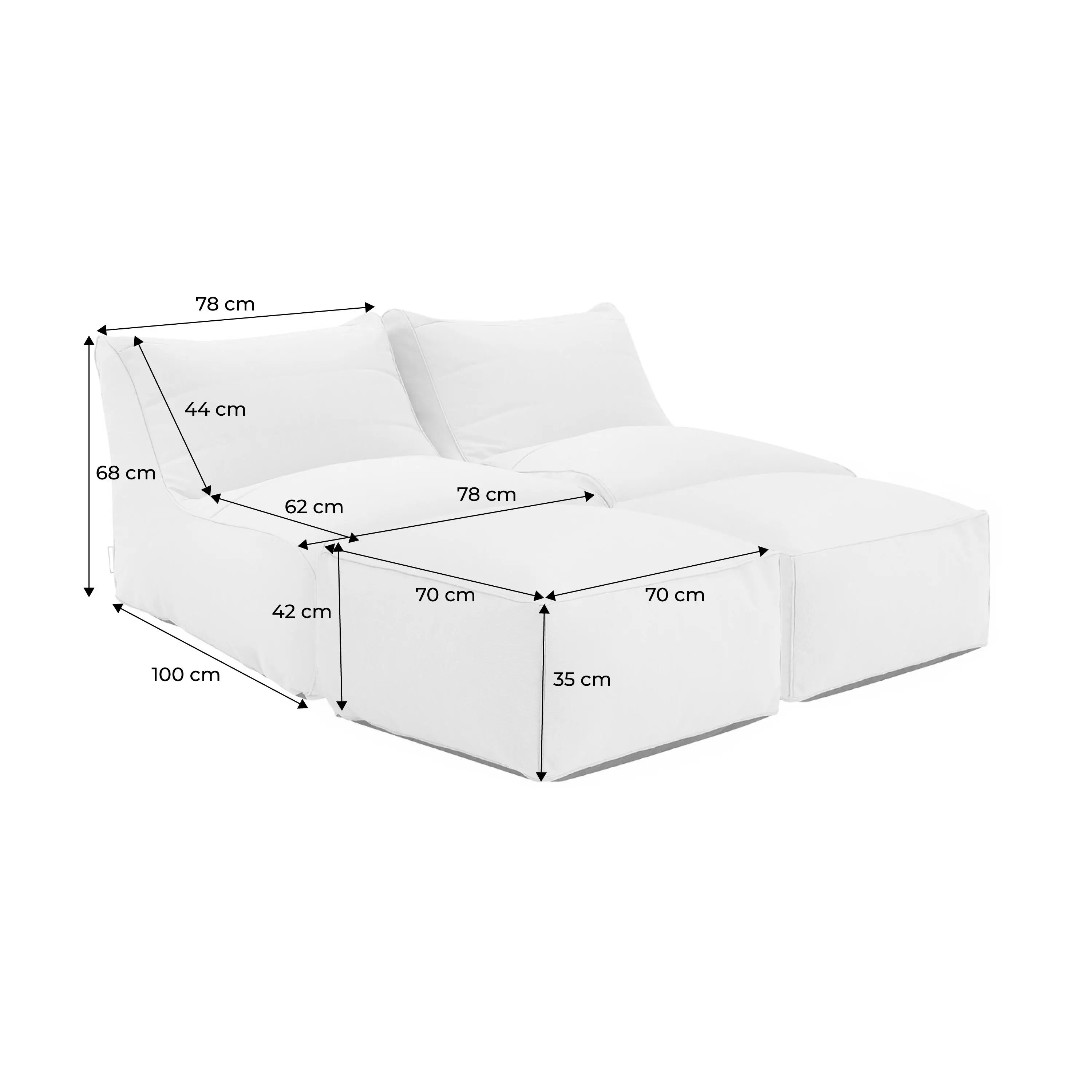 Chauffeuse et repose pied extérieur oléfine (lot de 2)