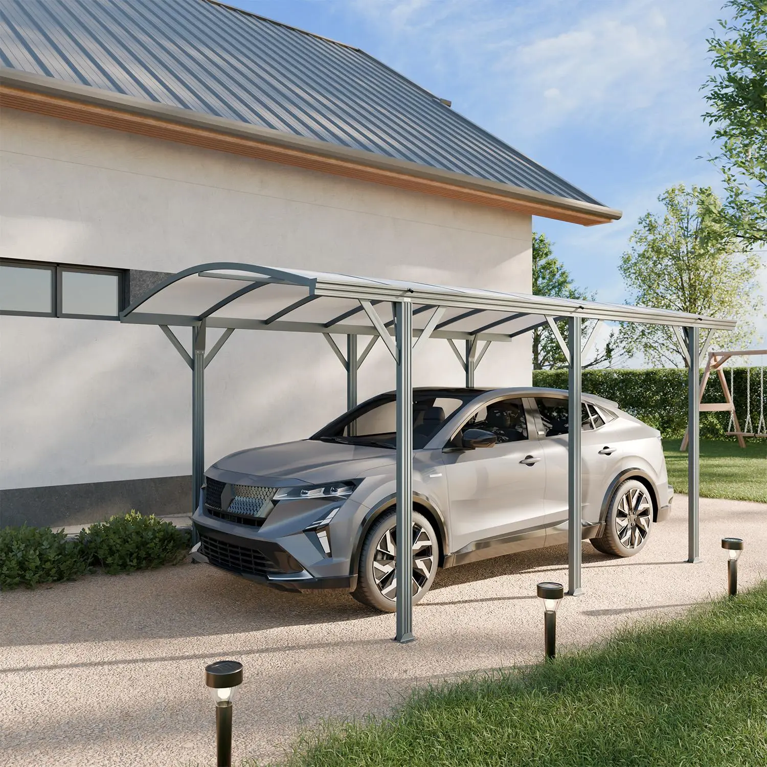 Carport aluminium et polycarbonate 15m²
