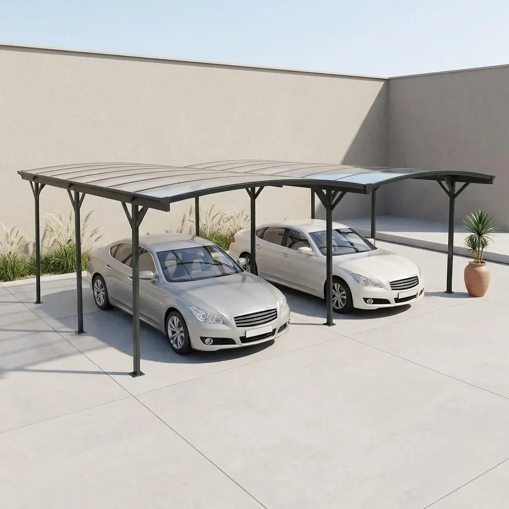 Carport avec extension aluminium et polycarbonate 30m²