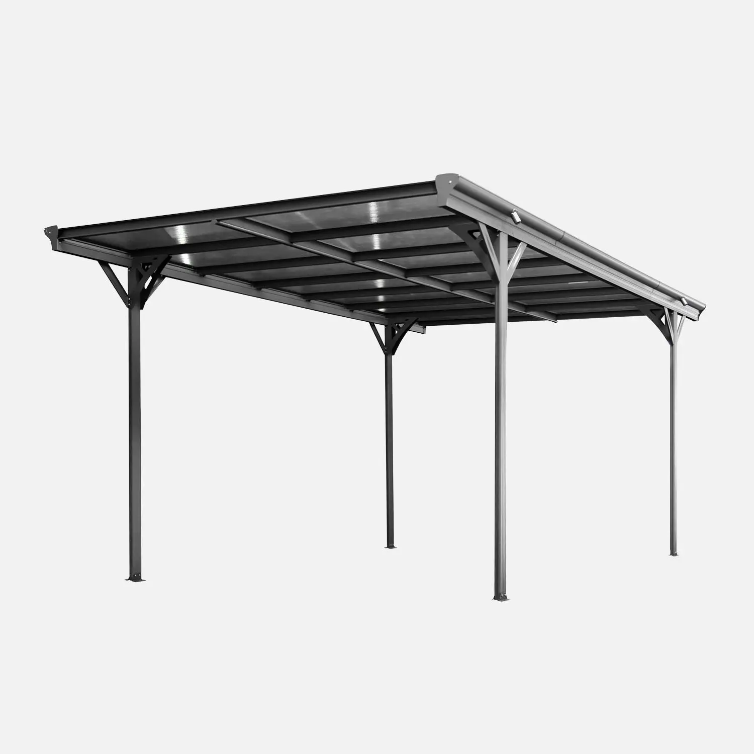 Carport aluminium et polycarbonate 15m²
