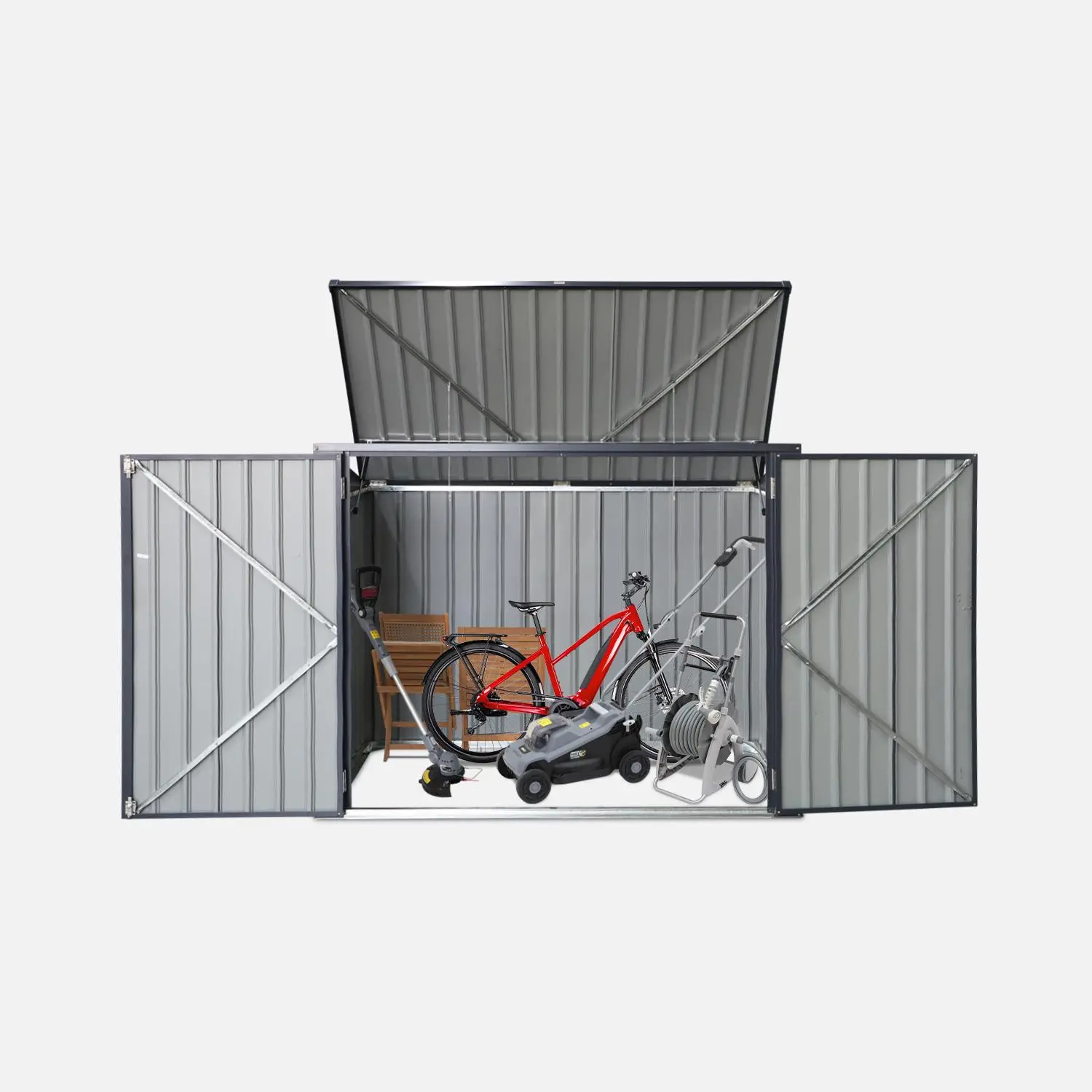 Cache poubelle double 1,75m² acier galvanisé avec kit d'ancrage