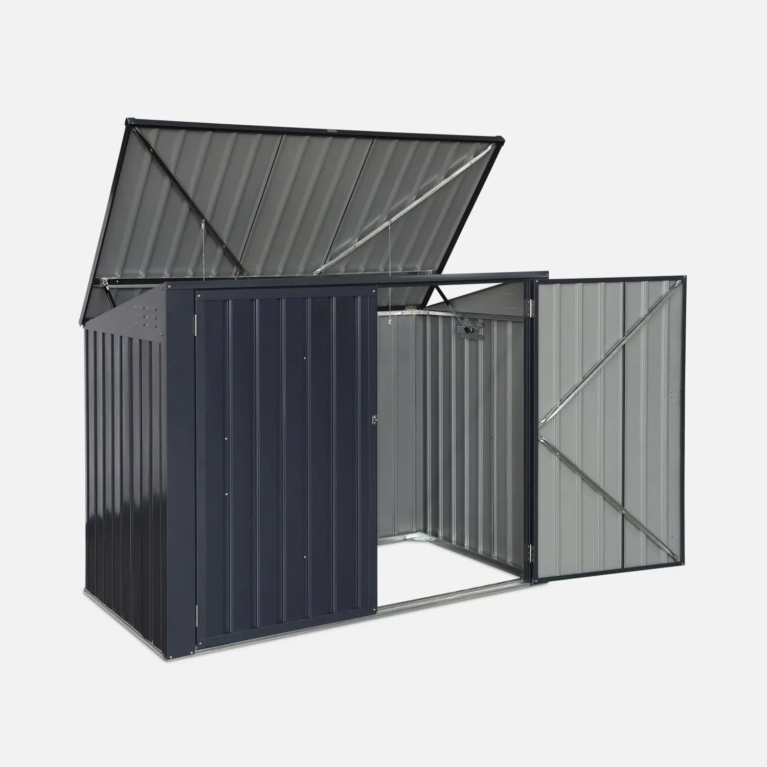 Cache poubelle double 1,75m² acier galvanisé avec kit d'ancrage